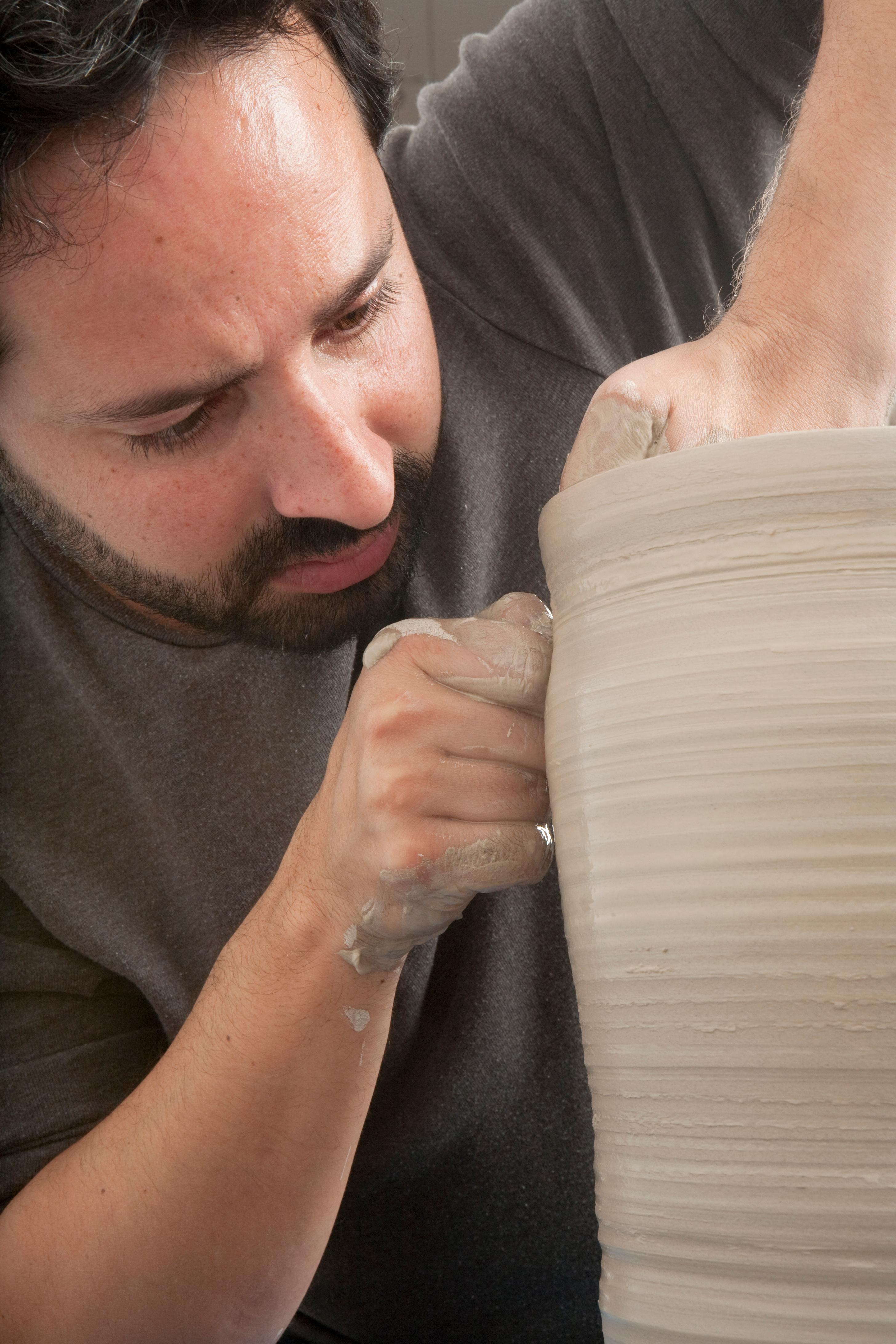 Ribbed White Open Form, Vase, Interior Sculpture or Vessel, Objet D'Art For Sale 4