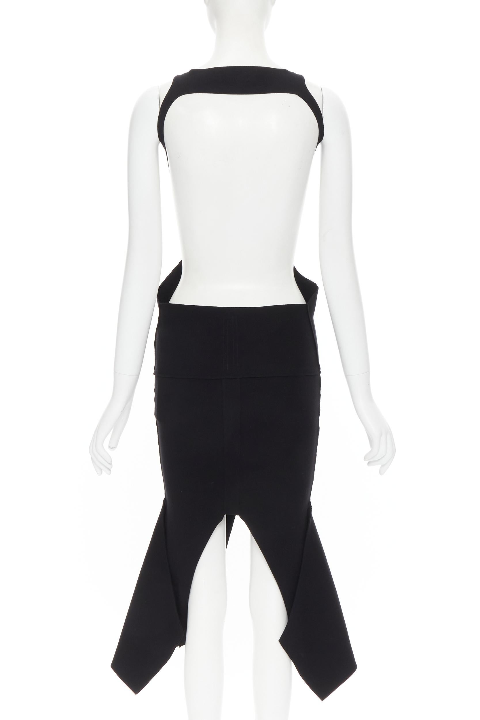 new RICK OEWNS Tecualt 2020 Runway black cut out open back dress S 
Reference: TGAS/B01342 
Brand: Rick Owens 
Designer: Rick Owens 
Material: Viscose 
Color: Black 
Pattern: Solid 
Extra Detail: Sling Double top. Worn rusched at waist over skirt as