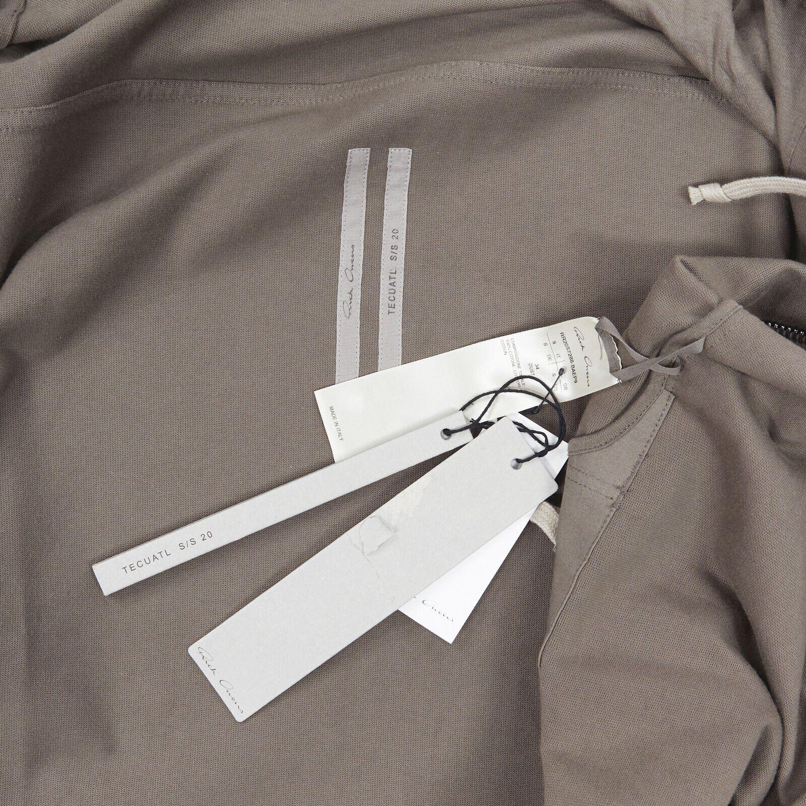 new RICK OWENS 2020 Tecualt dust grey zip front UFW print back long hoodie S For Sale 4