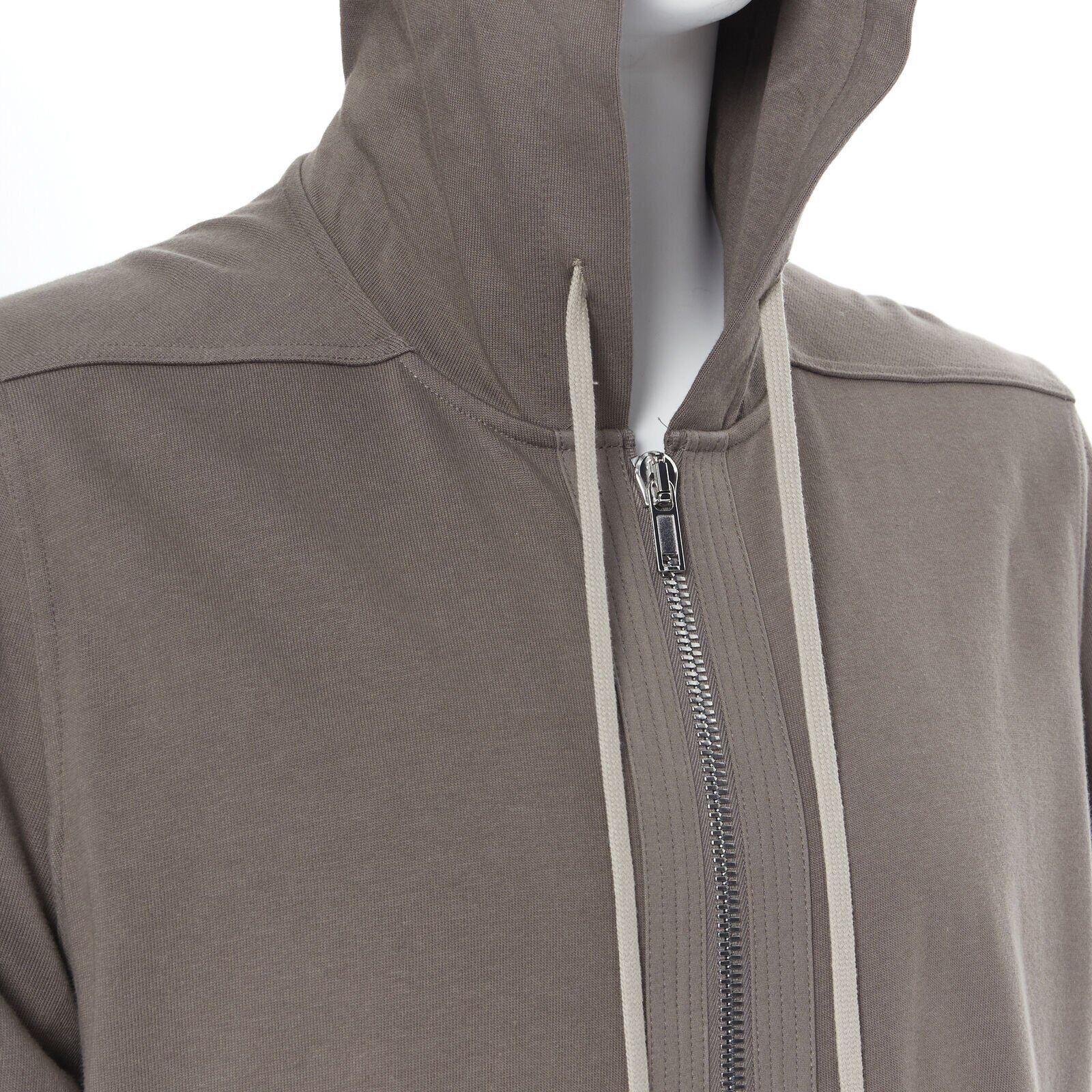 new RICK OWENS 2020 Tecualt dust grey zip front UFW print back long hoodie S For Sale 1