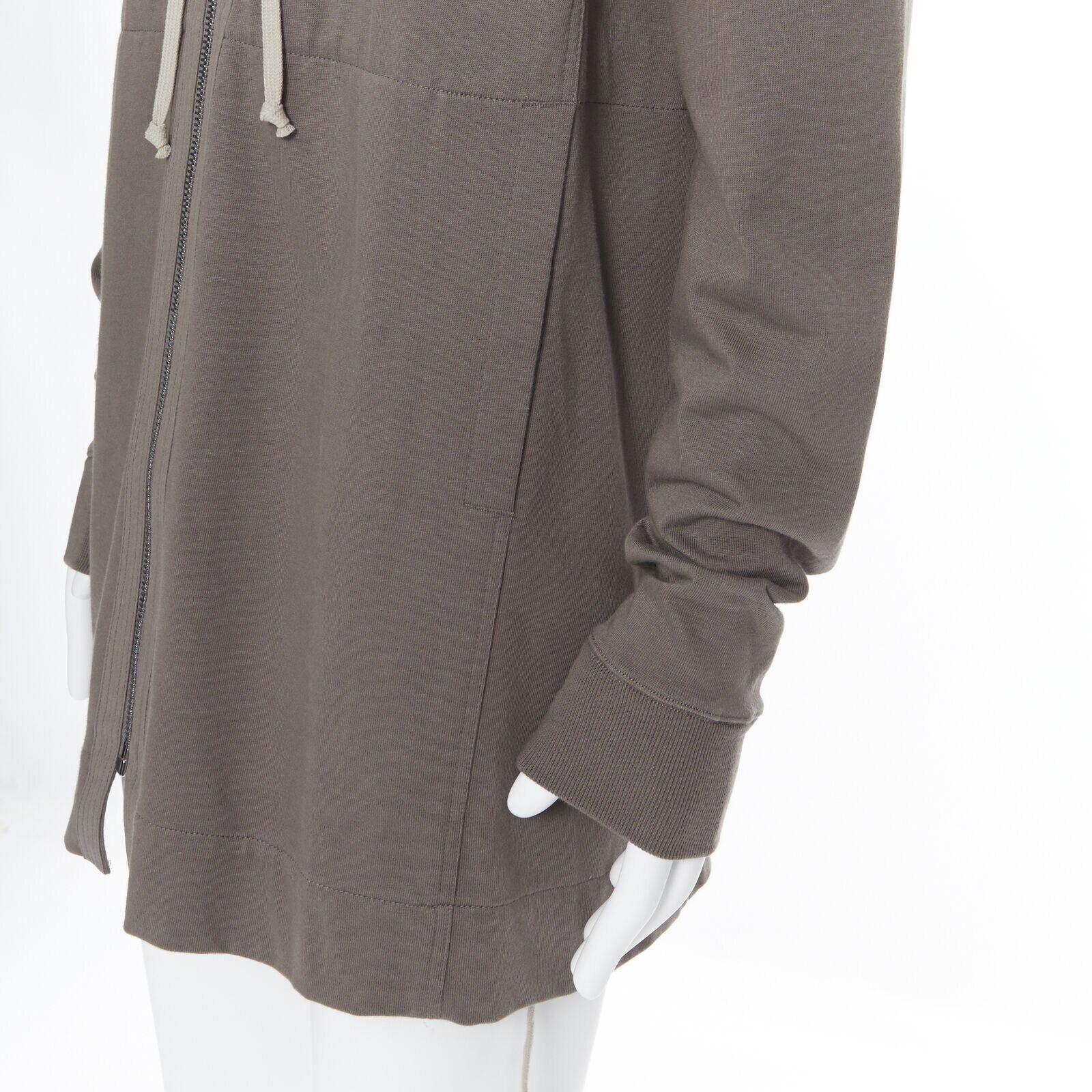 new RICK OWENS 2020 Tecualt dust grey zip front UFW print back long hoodie S For Sale 2