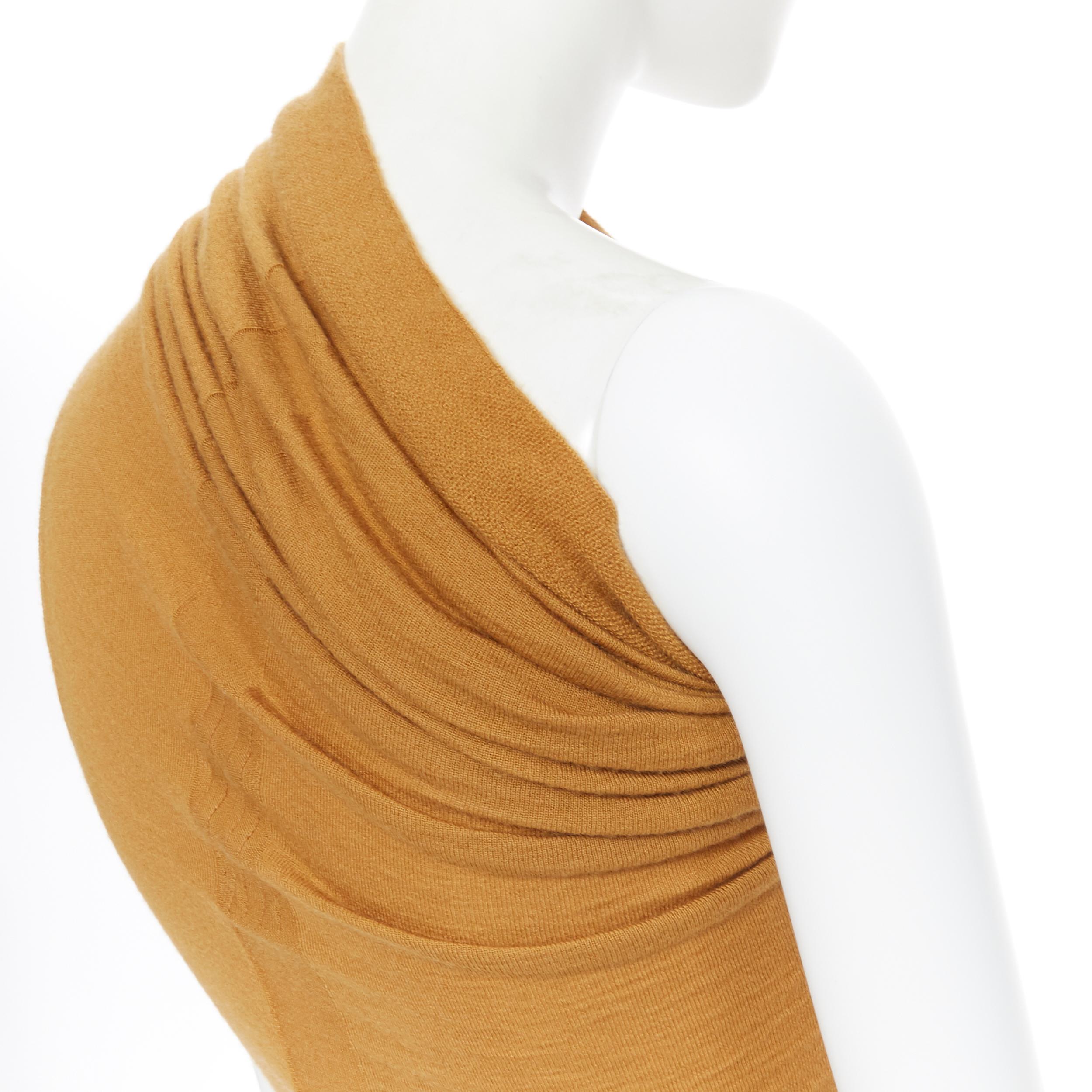 new RICK OWENS AW18 Runway mustard cashmere wool knit one shoulder top XS 5