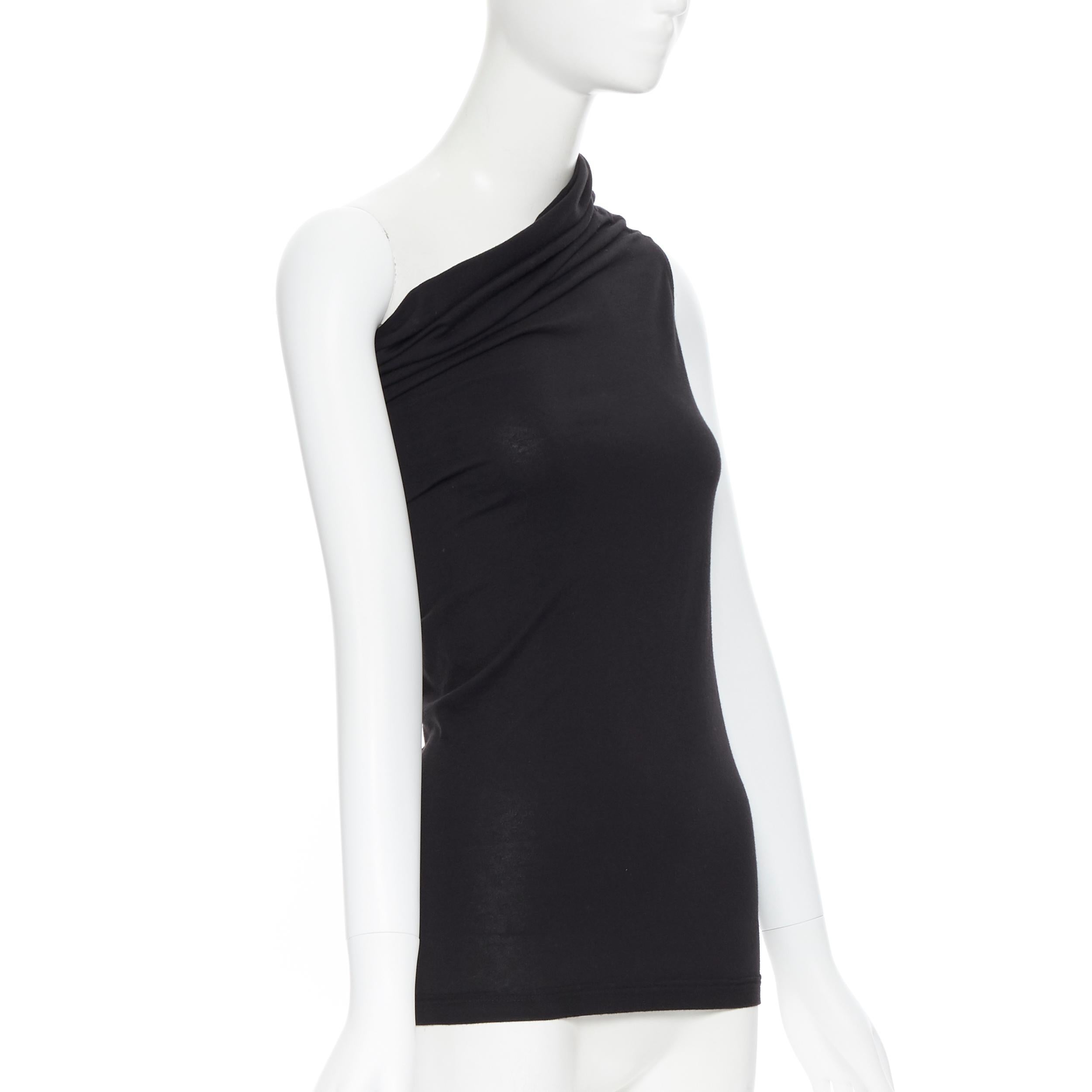 new RICK OWENS AW18 Sisyphus black cotton studded one shoulder top IT42 M In New Condition In Hong Kong, NT