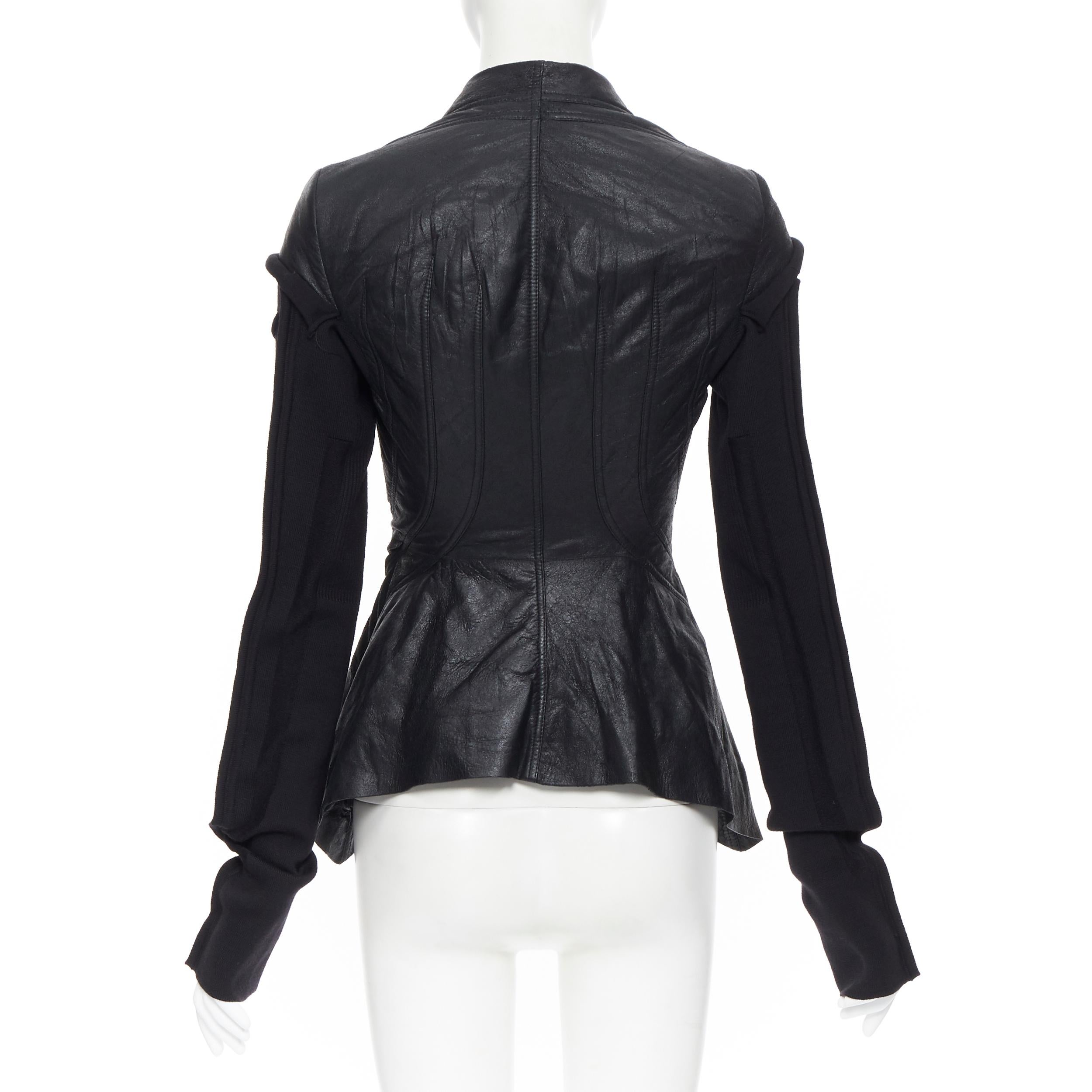Black new RICK OWENS AW18 Sisyphus Wrap Princess black leather wool sleeves jacket XS