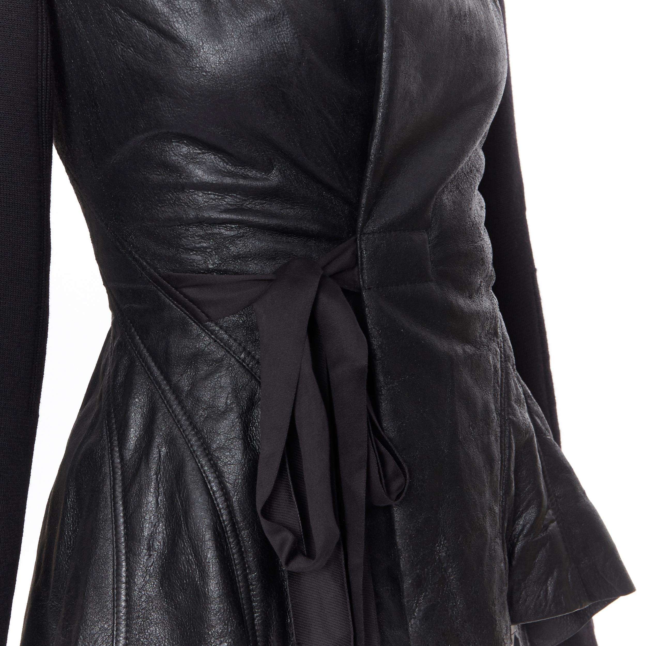 new RICK OWENS AW18 Sisyphus Wrap Princess black leather wool sleeves jacket XS 1
