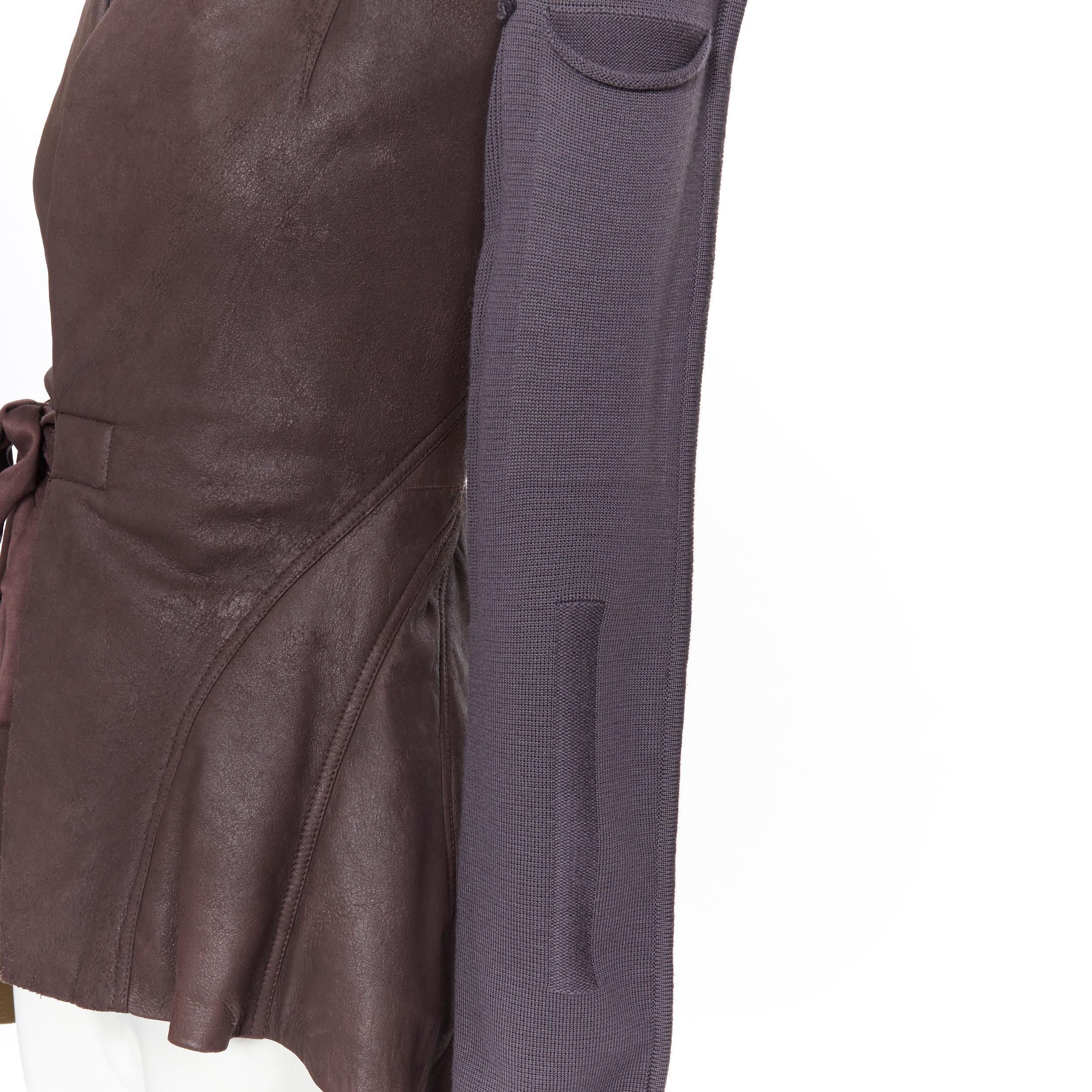 new RICK OWENS AW18 Sisyphus Wrap Princess brown leather wool sleeves jacket XS 3
