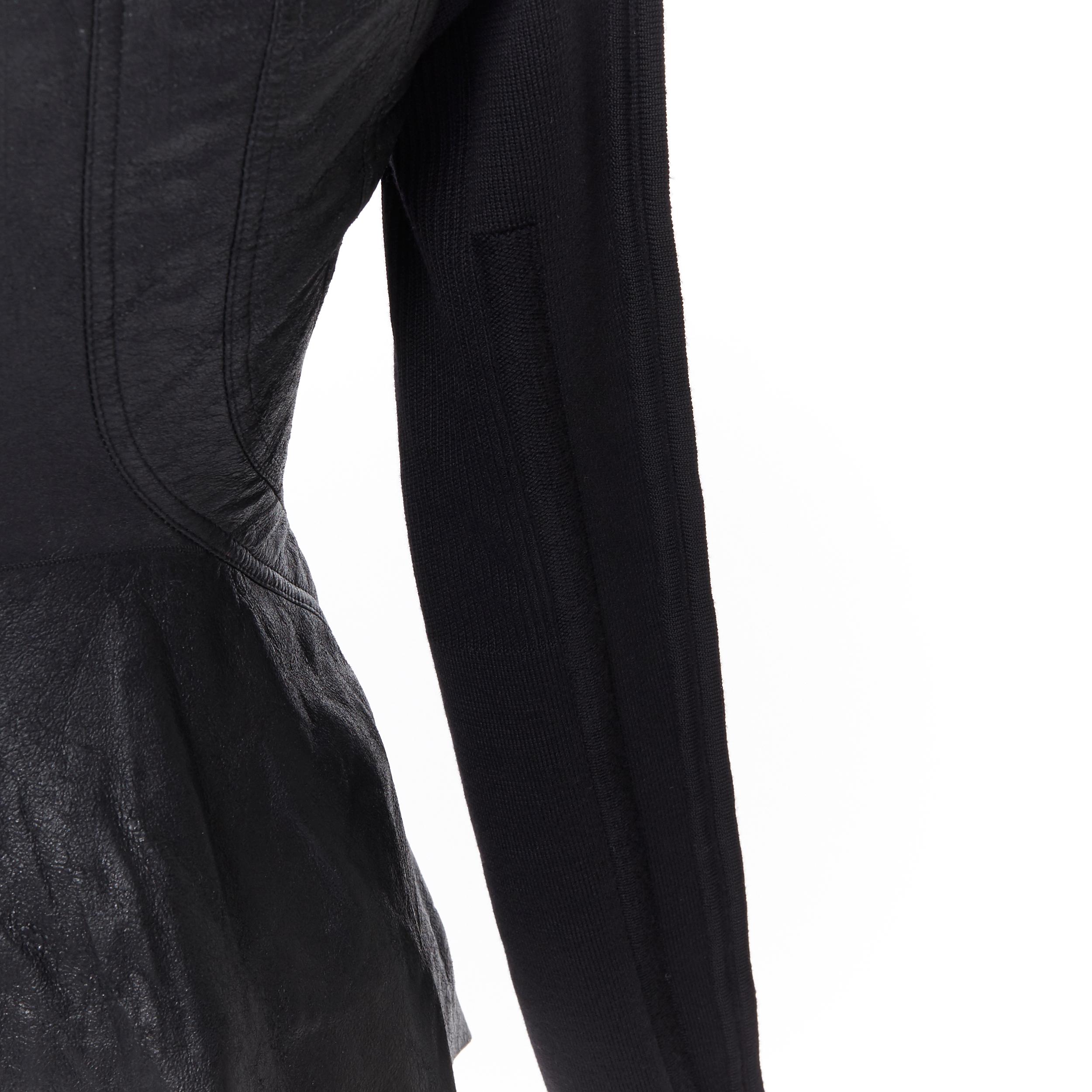 new RICK OWENS AW18 Wrap Princess black lambskin leather wool sleeves jacket XS 4
