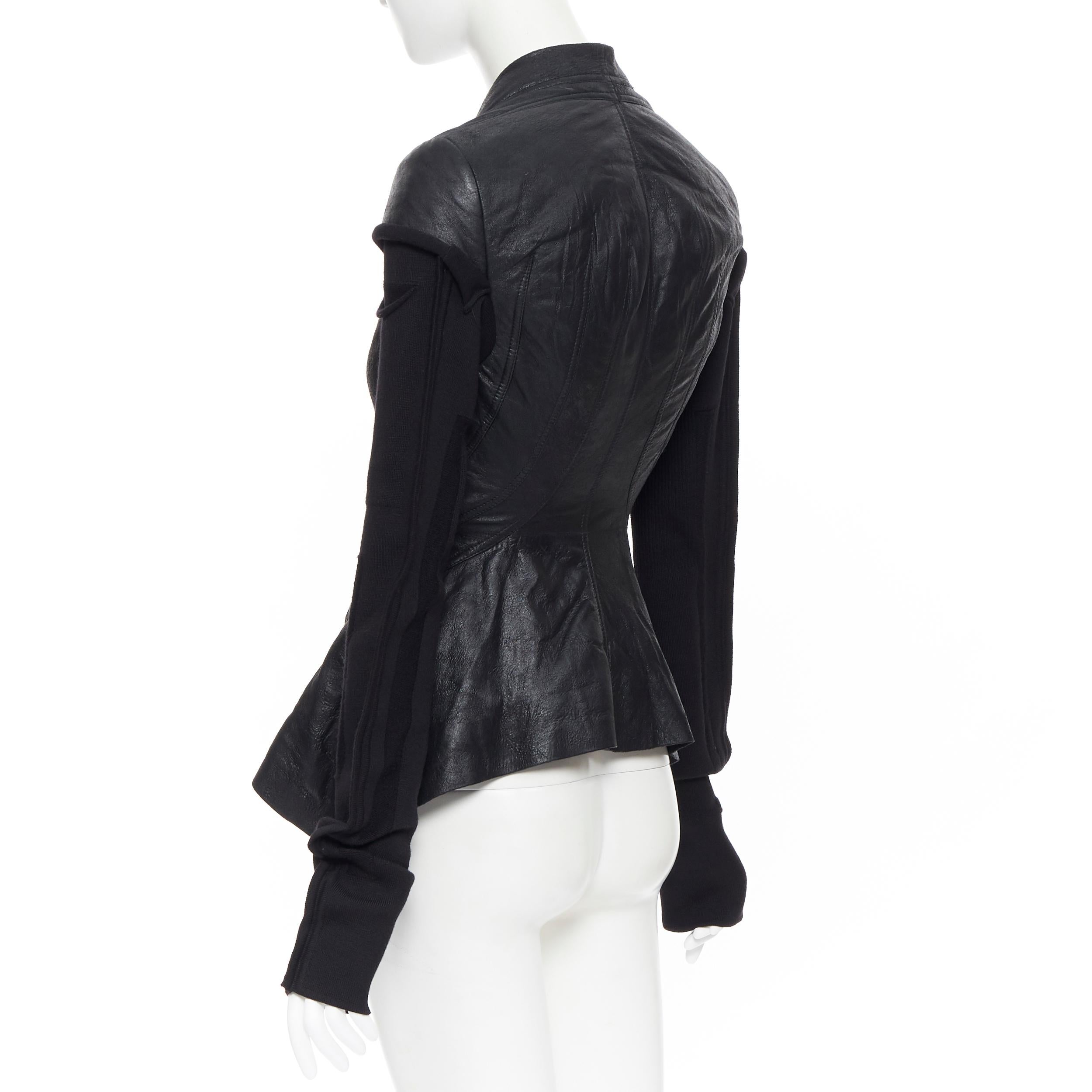 new RICK OWENS AW18 Wrap Princess black lambskin leather wool sleeves jacket XS 1
