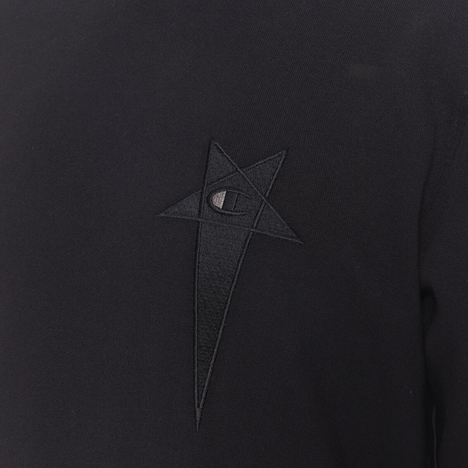 new RICK OWENS CHAMPION 2020 Tecuatl Black Pentagram Star embroidered sweater M For Sale 3