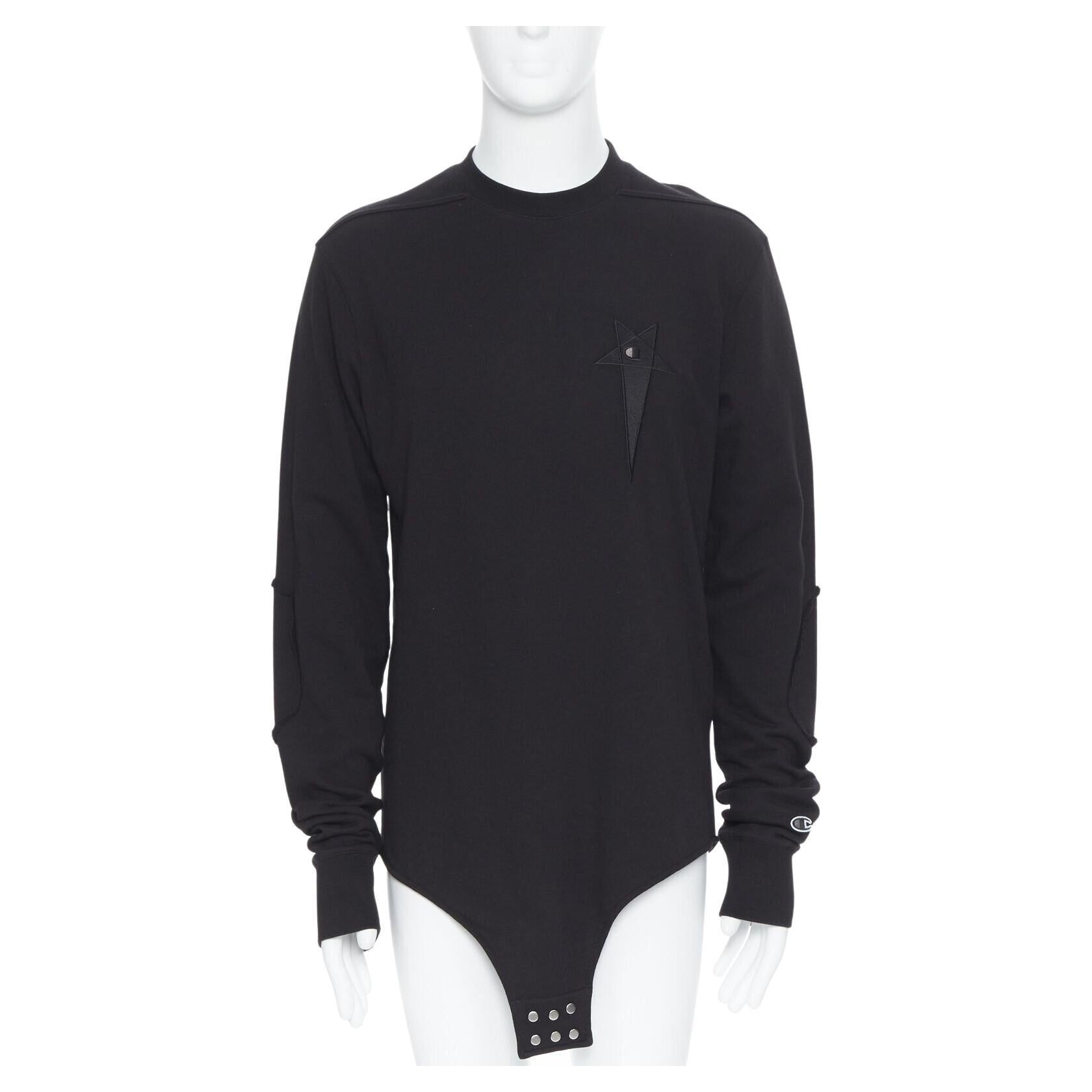 new RICK OWENS CHAMPION 2020 Tecuatl Black Pentagram Star embroidered sweater M For Sale