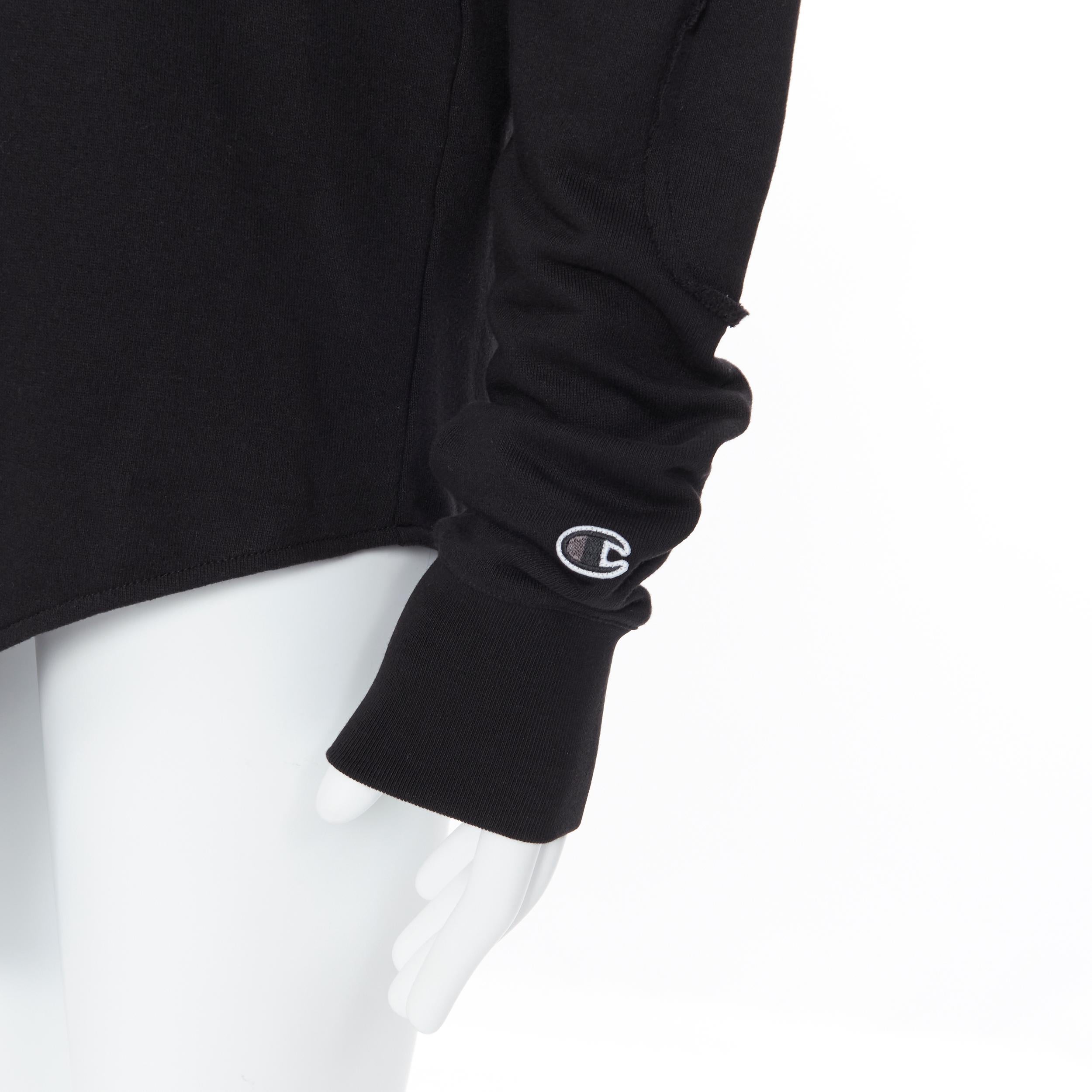 new RICK OWENS CHAMPION SS20 Tecuatl Black Pentagram embroidered sweater S 3