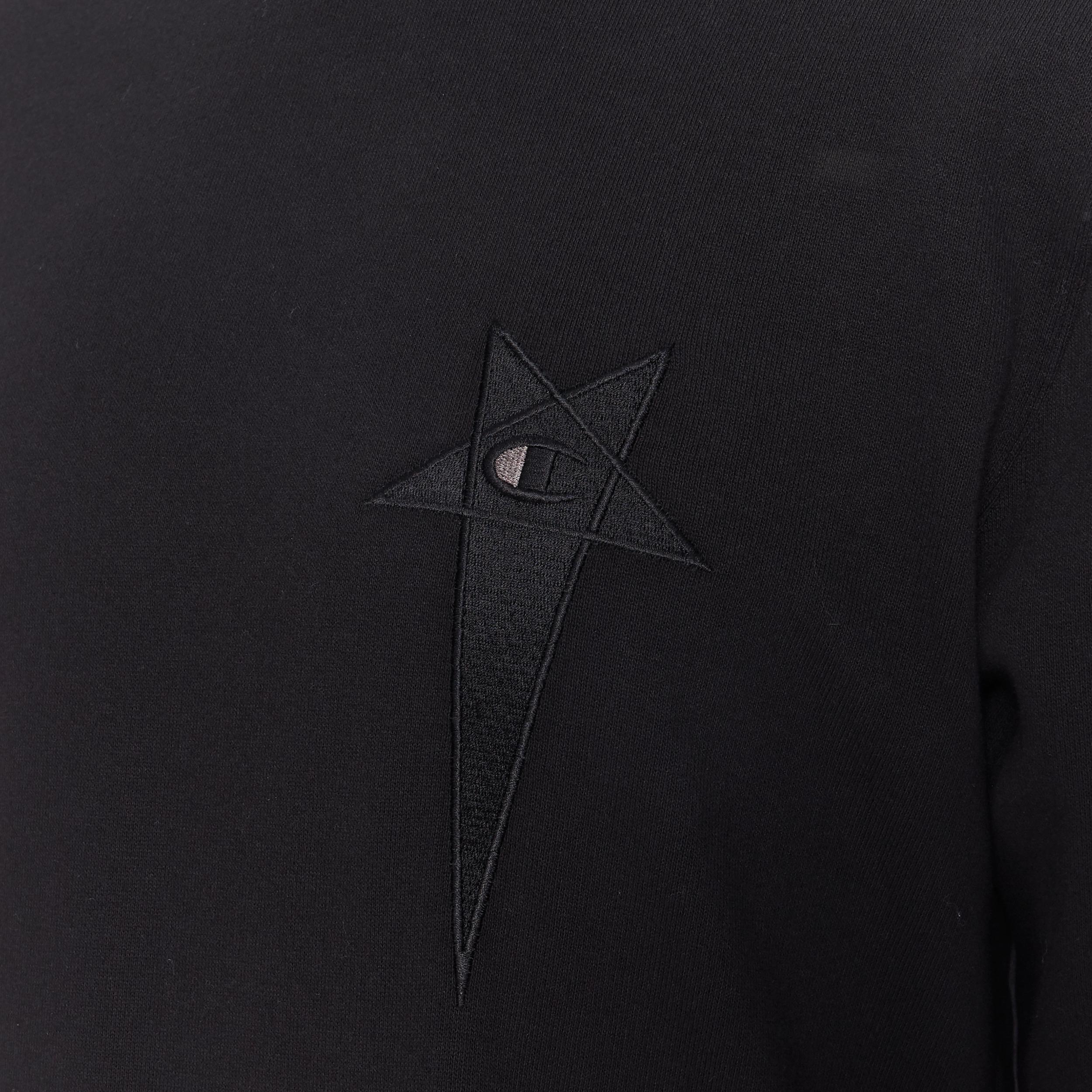 new RICK OWENS CHAMPION SS20 Tecuatl Black Pentagram embroidered sweater S 2