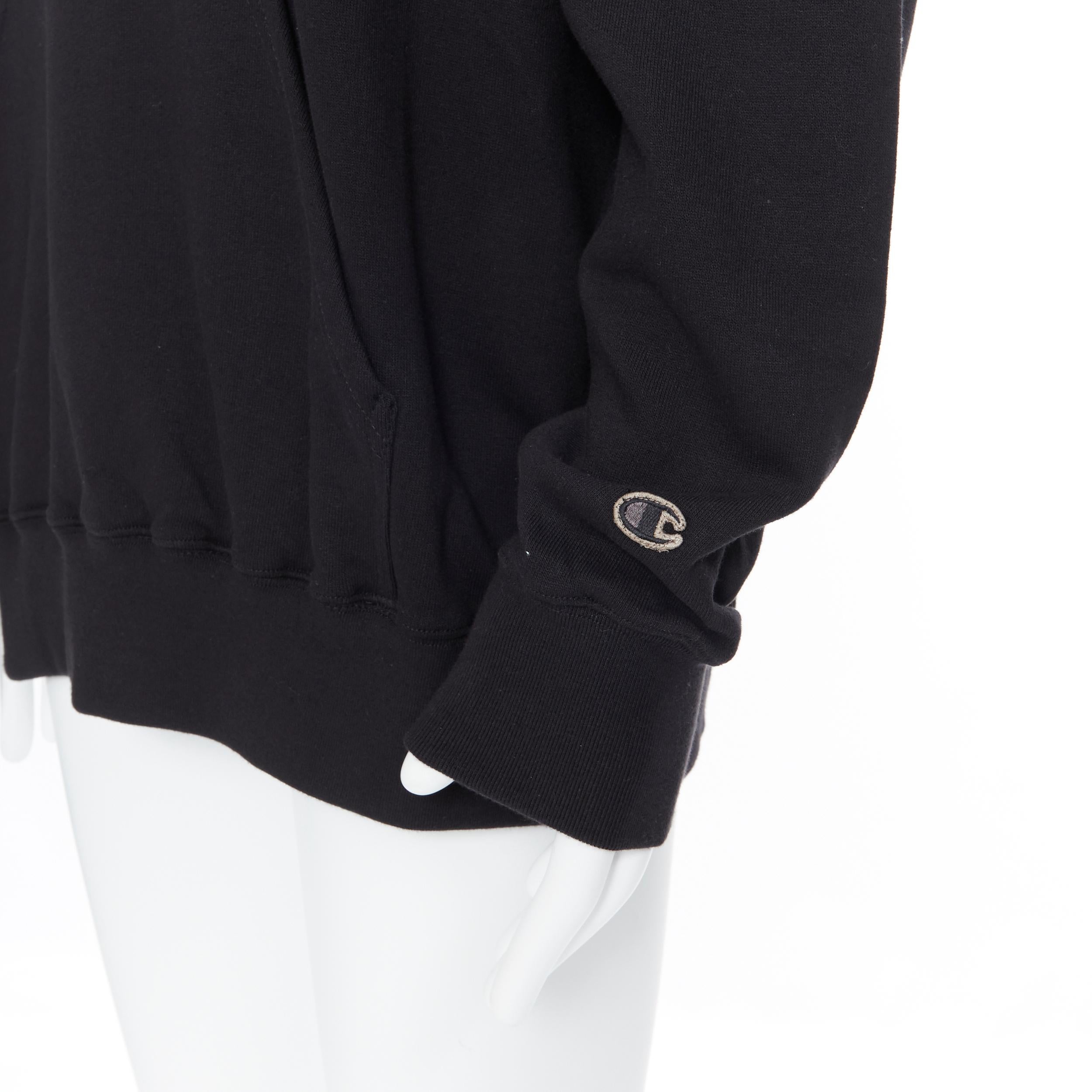 new RICK OWENS CHAMPION SS20 Tecuatl Black Pentagram oversized sweater hoodie S 2