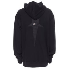 new RICK OWENS CHAMPION SS20 Tecuatl Black Pentagram oversized sweater hoodie S
