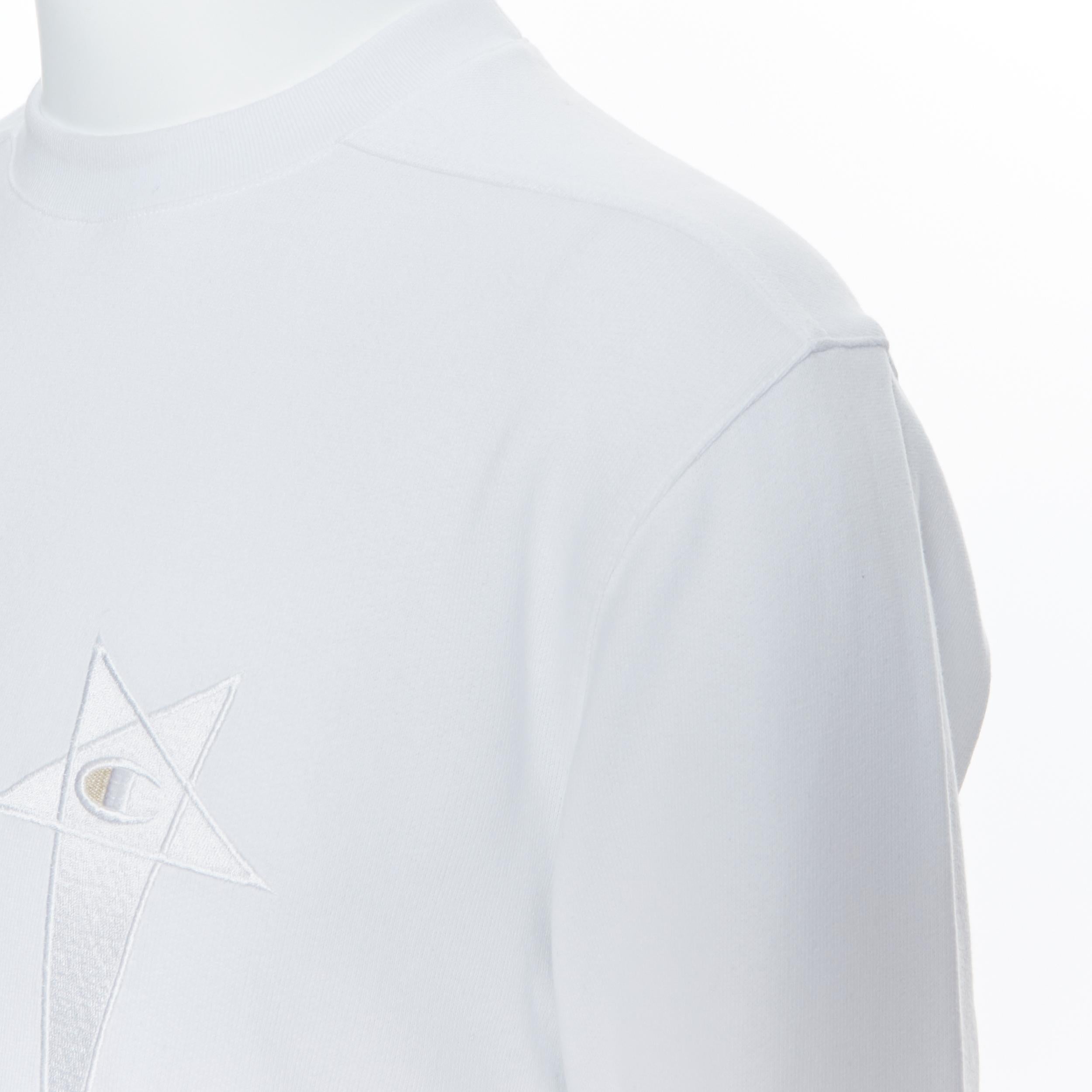 new RICK OWENS CHAMPION SS20 Tecuatl Milk White Pentagram embroidered sweater M 1