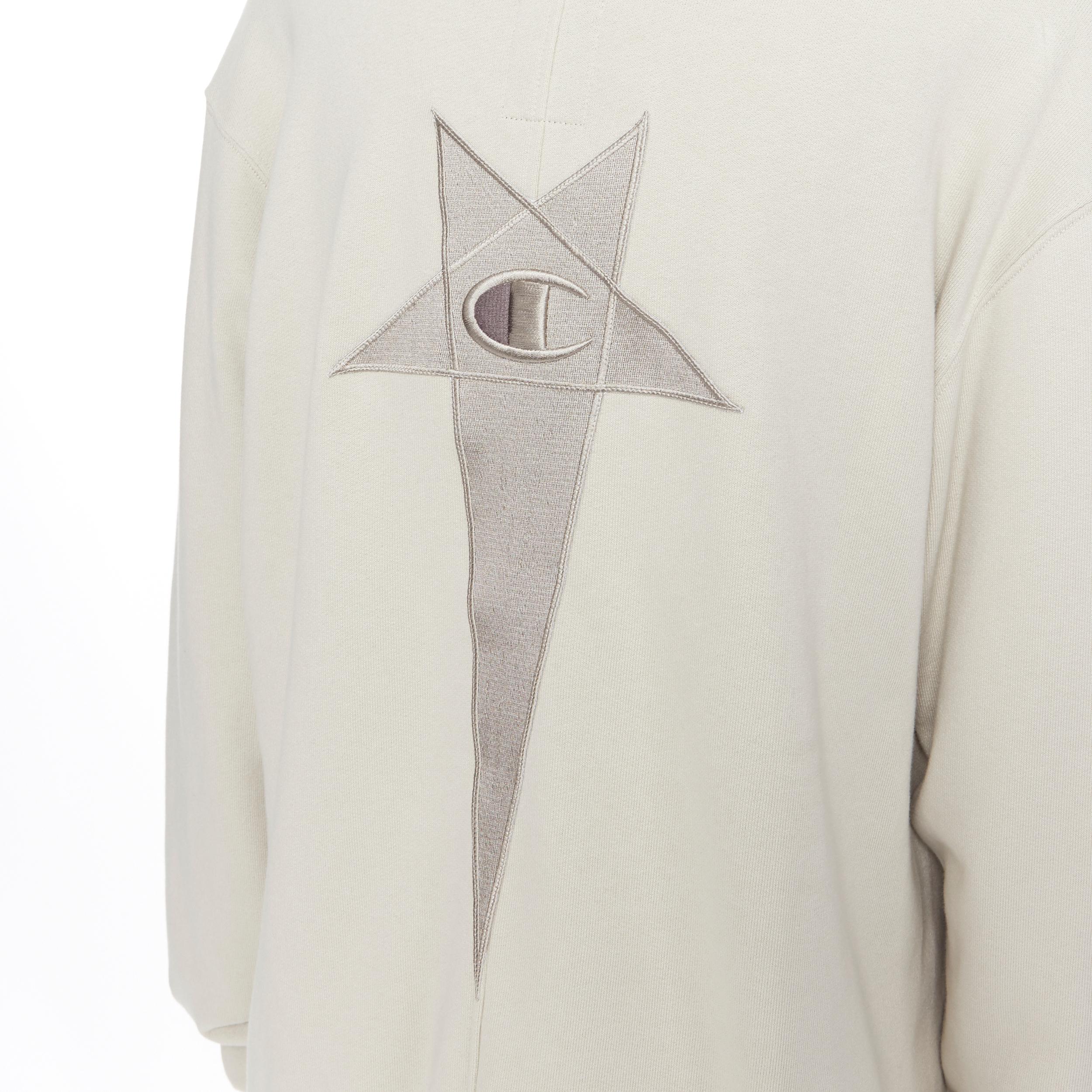 Men's new RICK OWENS CHAMPION SS20 Tecuatl Pearl Pentagram star oversized hoodie S