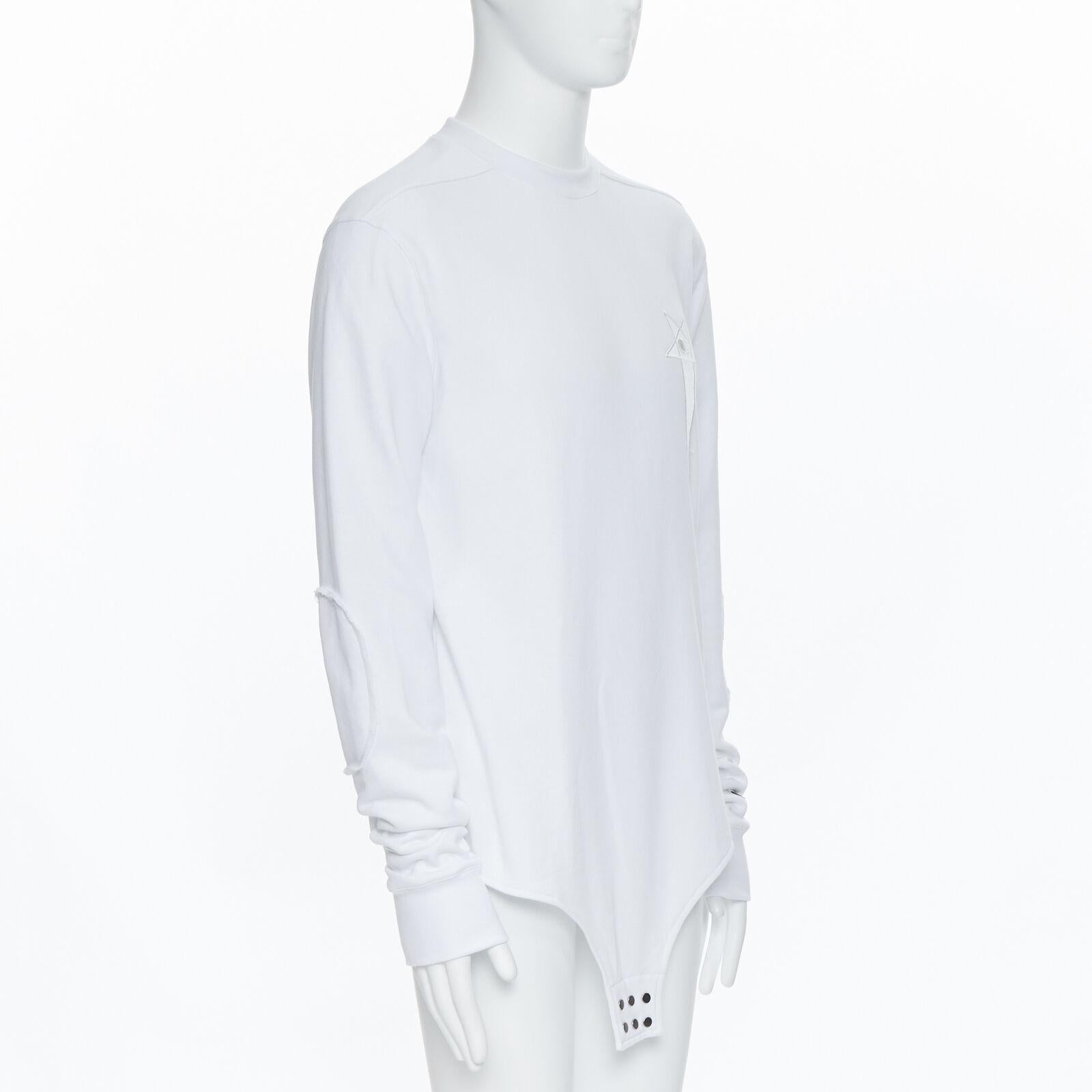 Gray new RICK OWENS CHAMPION SS20 Tecuatl White Pentagram embroidered snap sweater M For Sale