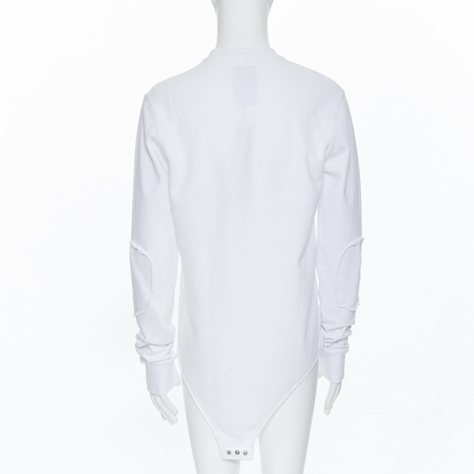 Men's new RICK OWENS CHAMPION SS20 Tecuatl White Pentagram embroidered snap sweater M For Sale