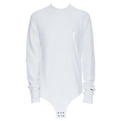 new RICK OWENS CHAMPION SS20 Tecuatl White Pentagram embroidered snap sweater M