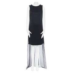new RICK OWENS Domy SS18 Runway cape back organza train sleeveless dress FR36 S