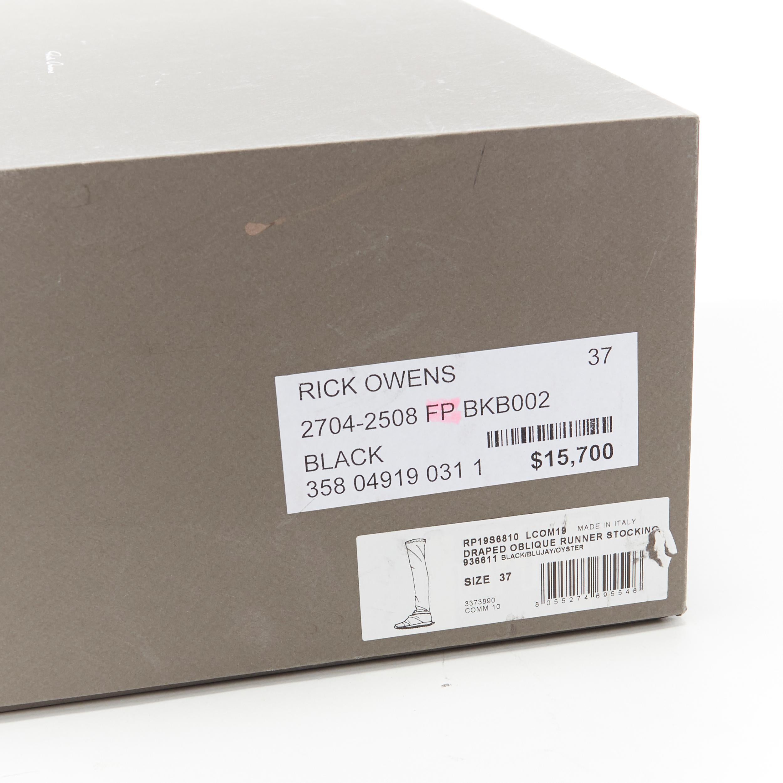 new RICK OWENS Draped Olique Runner Stocking black knee high sneaker boots EU37 4