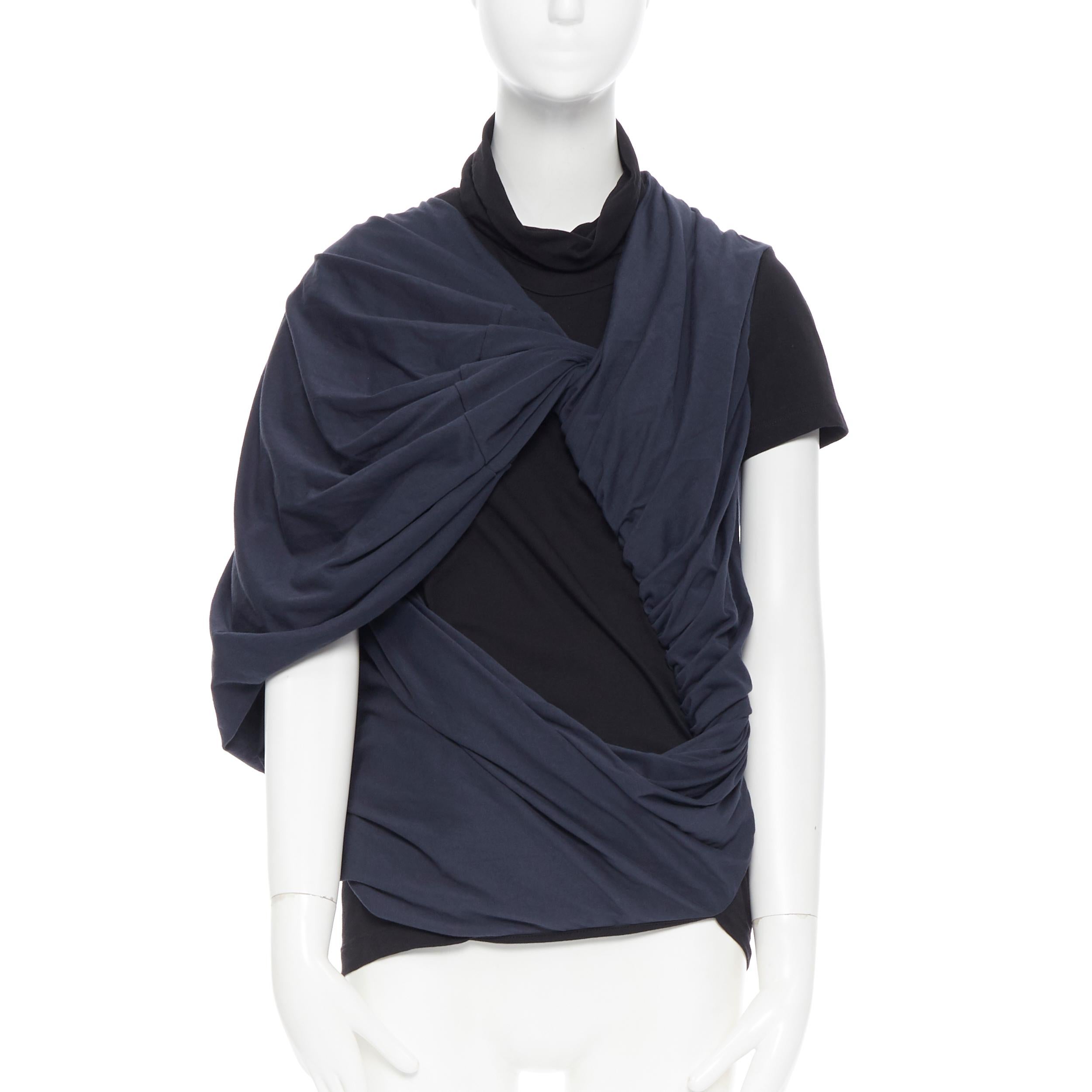 new RICK OWENS DRKSHDW navy black high neck bundle short sleeve tshirt top XS 
Reference: TGAS/B00971 
Brand: DRKSHDW Rick Owens 
Designer: Rick Owens 
Material: Cotton 
Color: Black 
Pattern: Solid 
Extra Detail: High mock neck. Short sleeves black