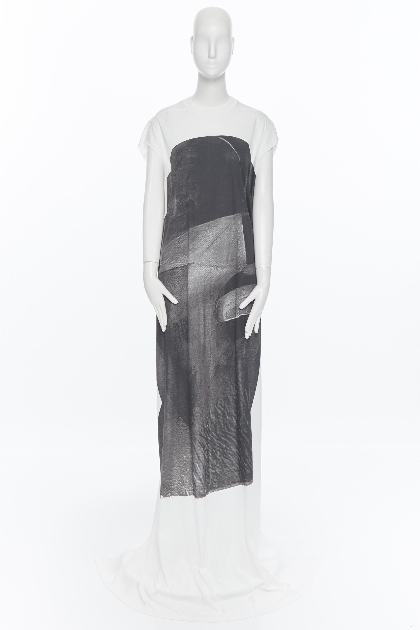 Gray new RICK OWENS DRKSHDW SS18 Dirt Jumbo white black photo print t-shirt dress OS
