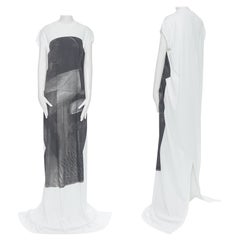 nuovo RICK OWENS DRKSHDW SS18 Abito t-shirt Dirt Jumbo bianco nero con stampa fotografica OS
