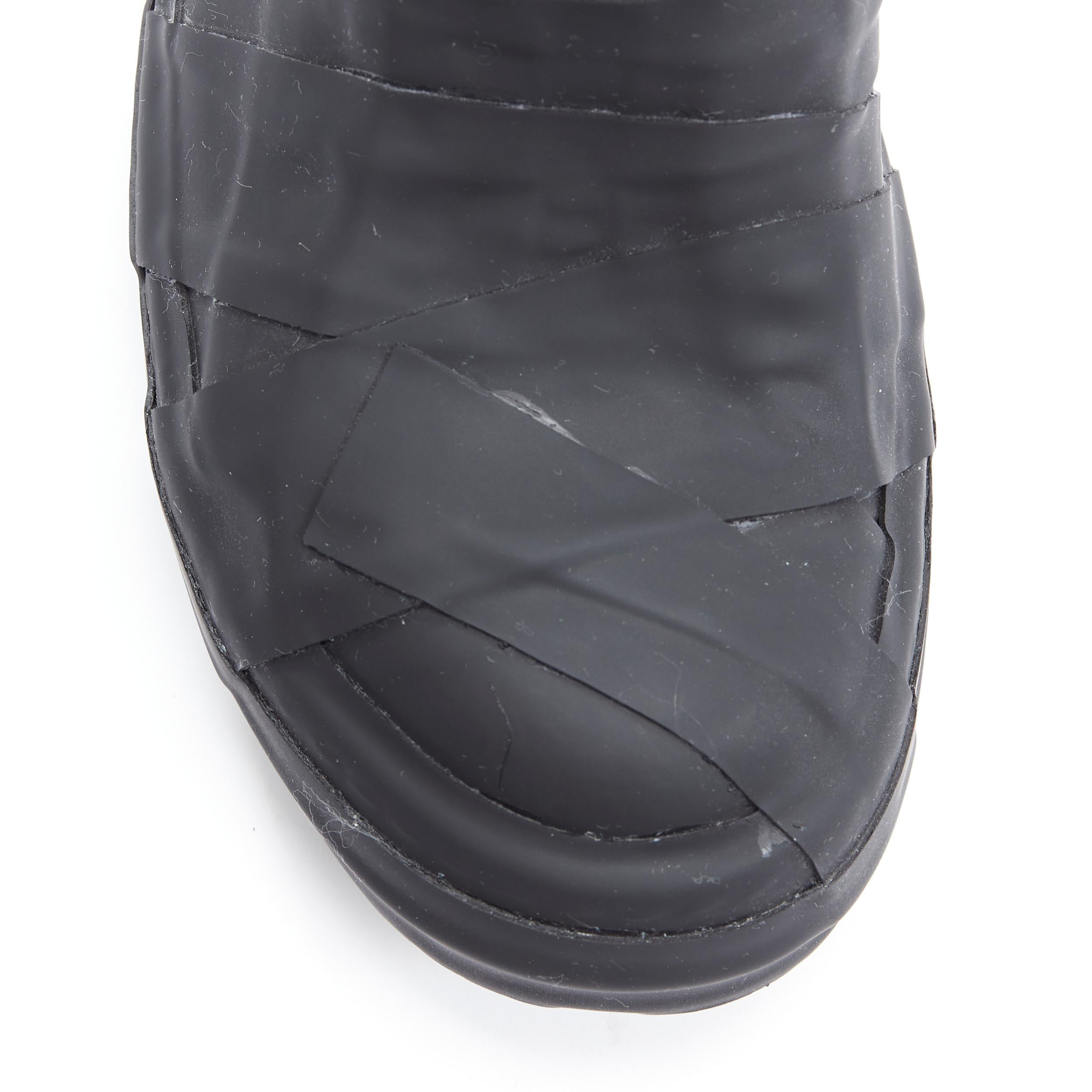 Black new RICK OWENS Geobasket Mummy Plaster wrapped black mid top sneaker EU37