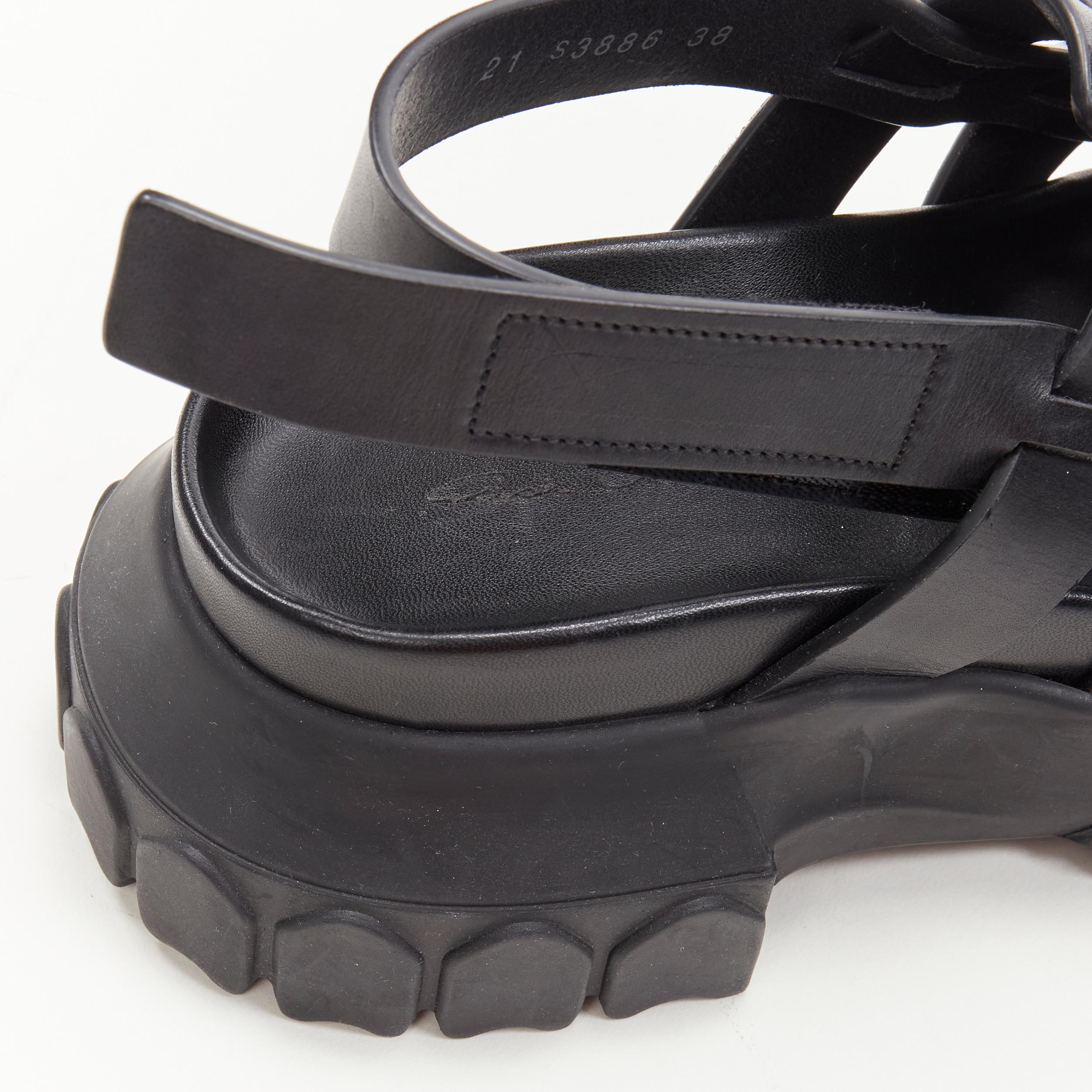 Women's new RICK OWENS Hiking Sandal black track sole platform sandal EU38