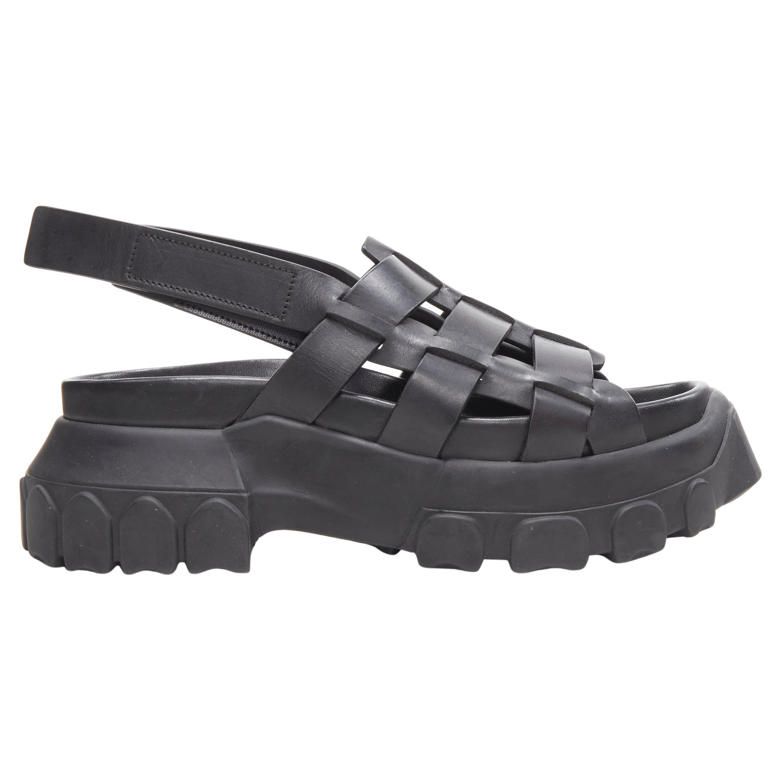 new RICK OWENS Hiking Sandal black track sole platform sandal EU38
