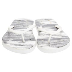 new RICK OWENS rare abstract print punctured cut out thong slippers EU42