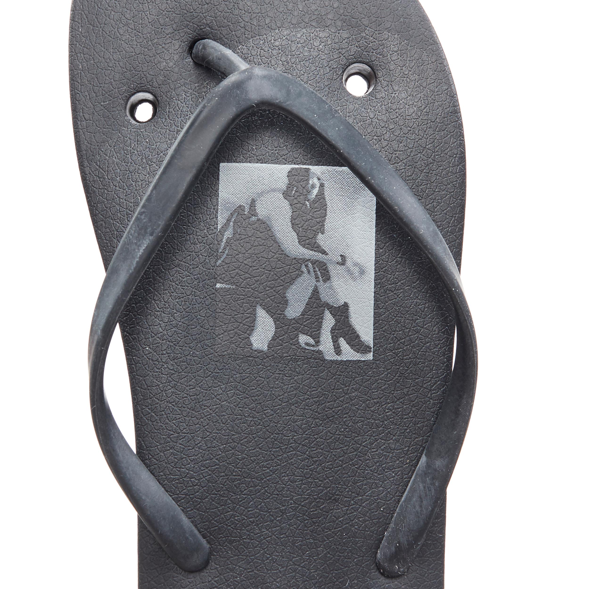 new RICK OWENS rare signature logo print punctured cut out thong slippers EU42 In New Condition In Hong Kong, NT
