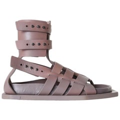 new RICK OWENS Runway Cyclops grey leather angular gladiator sandals EU37 US7