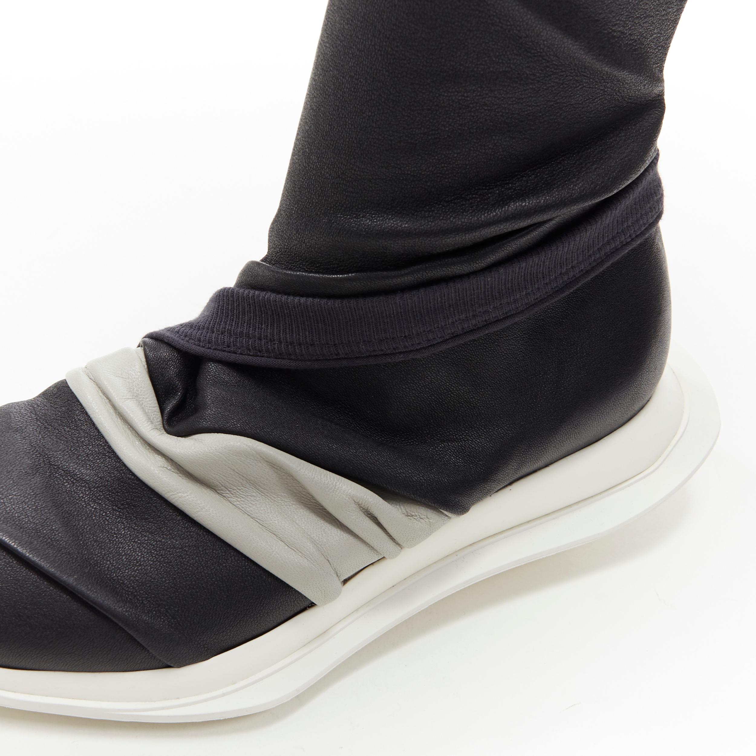 new RICK OWENS Runway Draped Oblique stretch leather knee high sneaker EU35.5 3