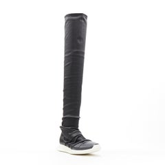 new RICK OWENS Runway Draped Oblique stretch leather knee high sneaker EU35.5