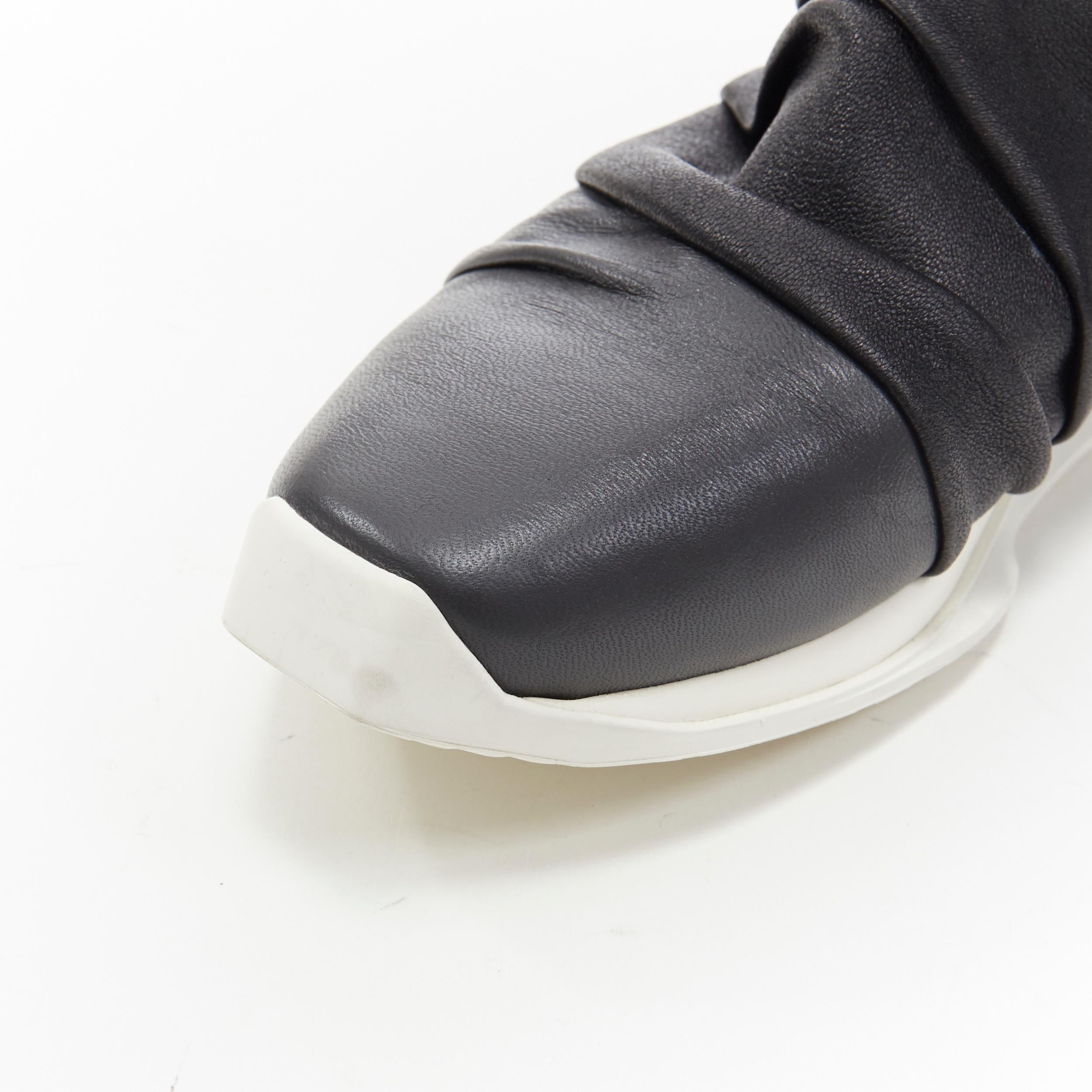 Women's new RICK OWENS Runway Draped Oblique stretch leather knee high sneaker EU35.5