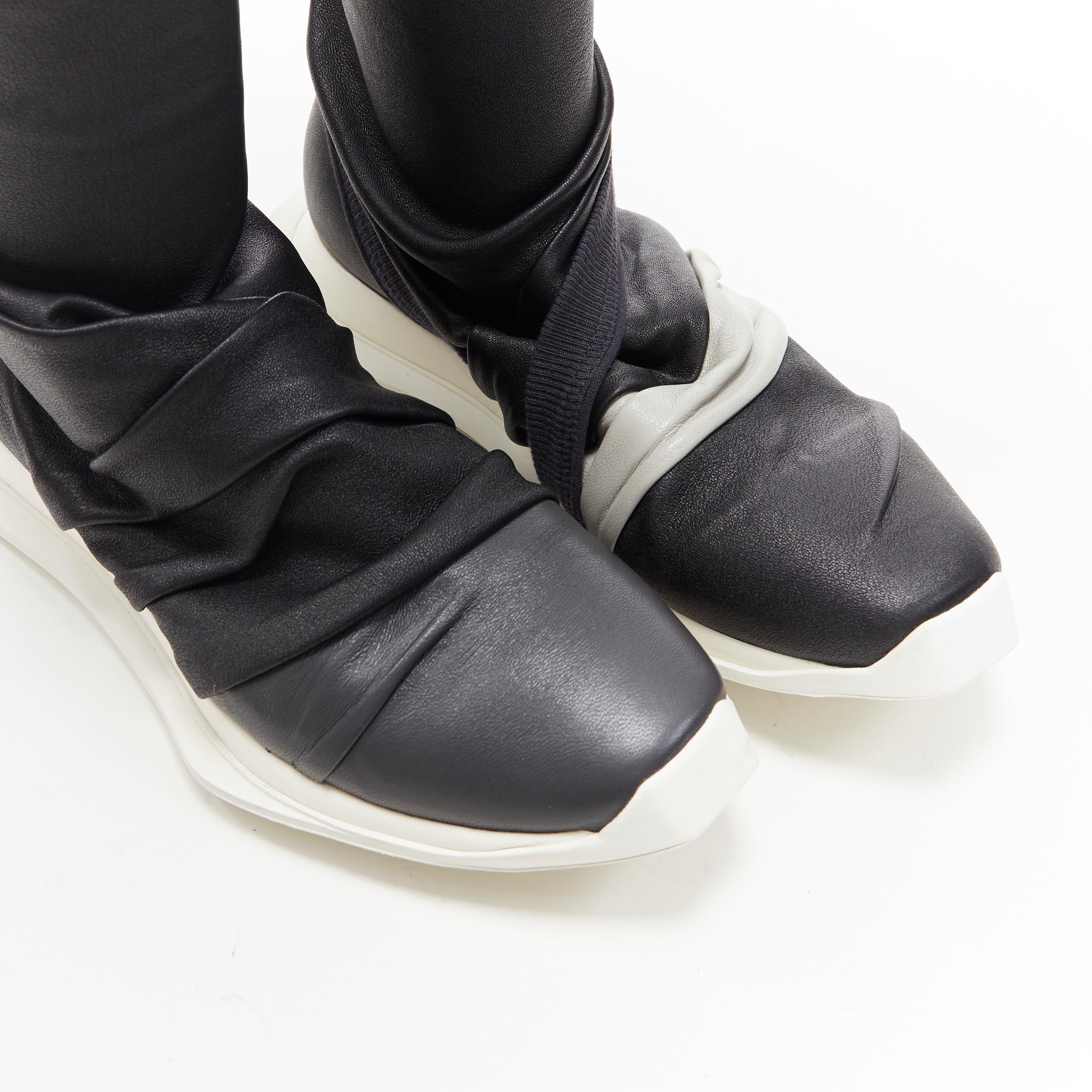 new RICK OWENS Runway Draped Oblique stretch leather knee high sneaker EU35.5 1