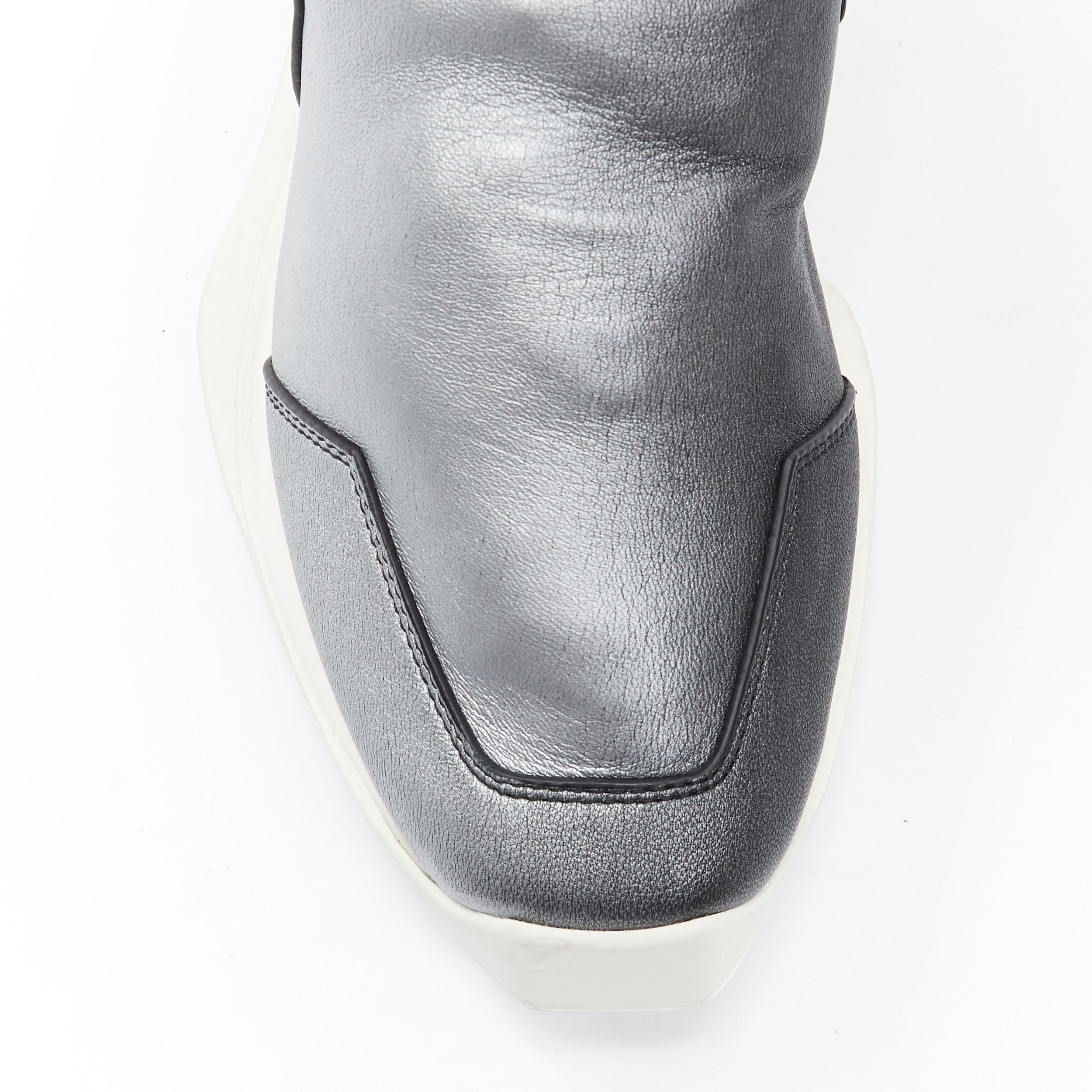 new RICK OWENS Runway New Runner Stretch silver black stocking boot sneaker EU36 In New Condition For Sale In Hong Kong, NT