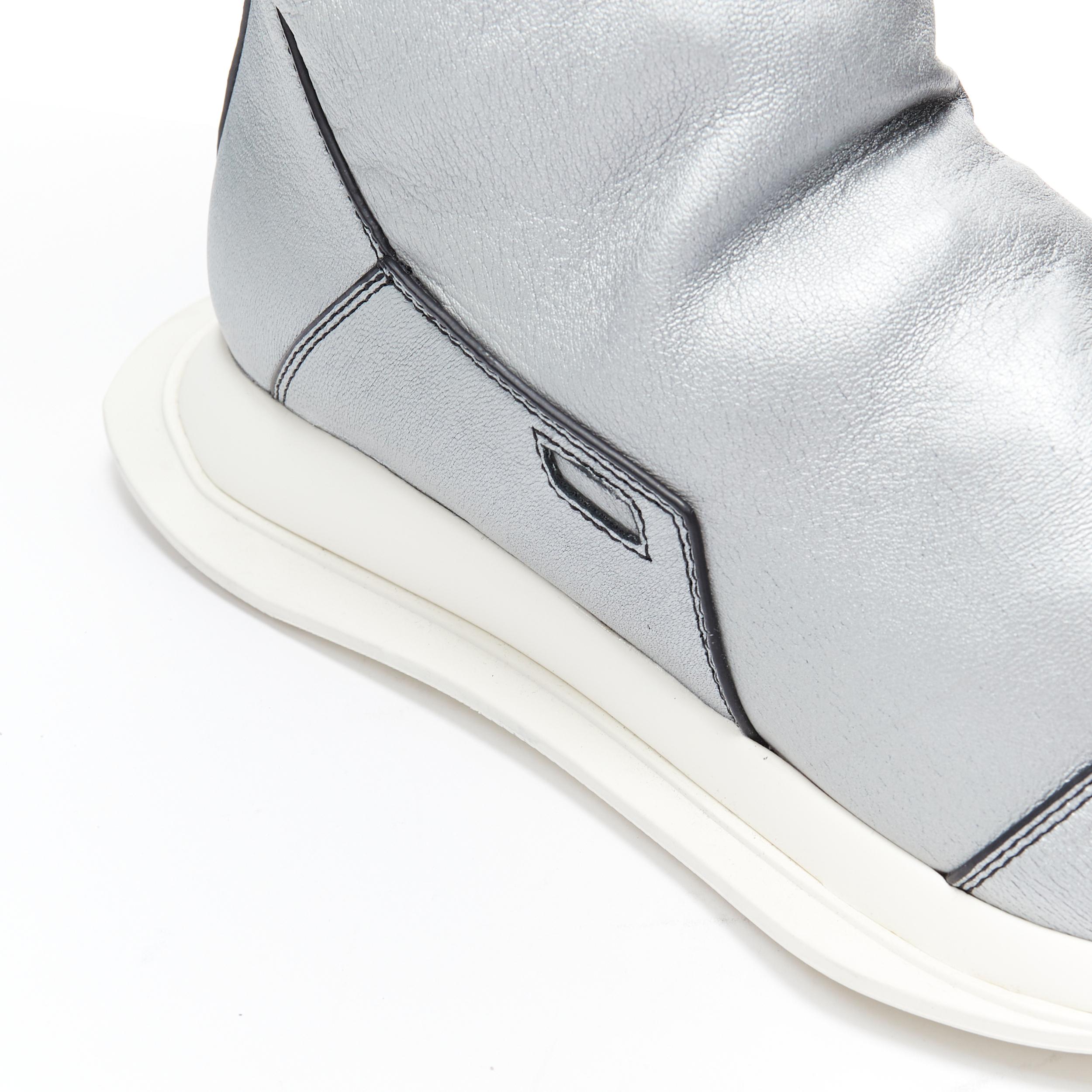 new RICK OWENS Runway New Runner Stretch silver black stocking boot sneaker EU36 For Sale 1