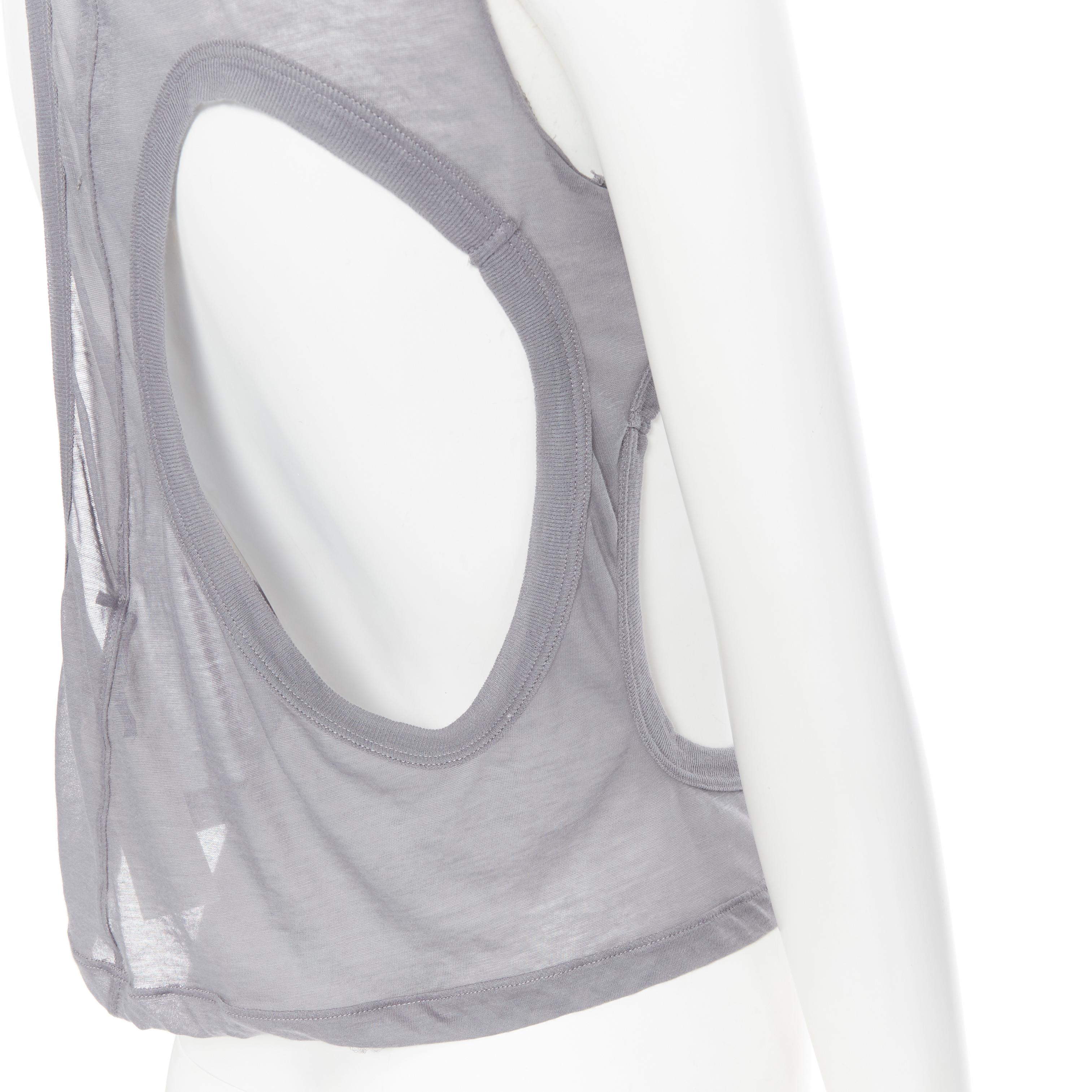 new RICK OWENS SS18 Dirt Membrane grey cotton holey cut out tank top IT38 XS 2