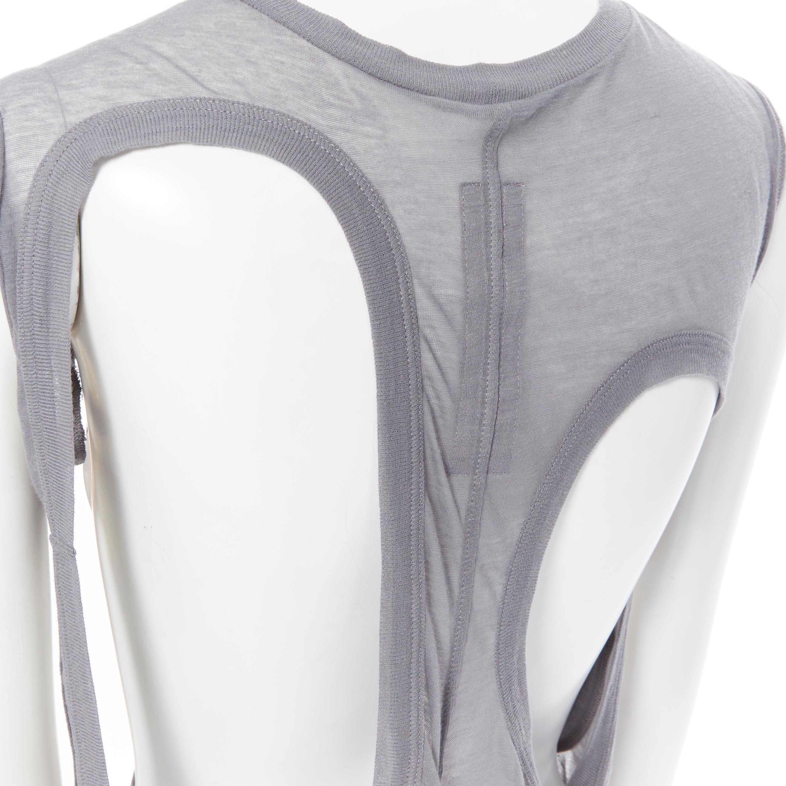 new RICK OWENS SS18 Dirt Membrane grey cotton holey cut out tank top IT38 XS 3