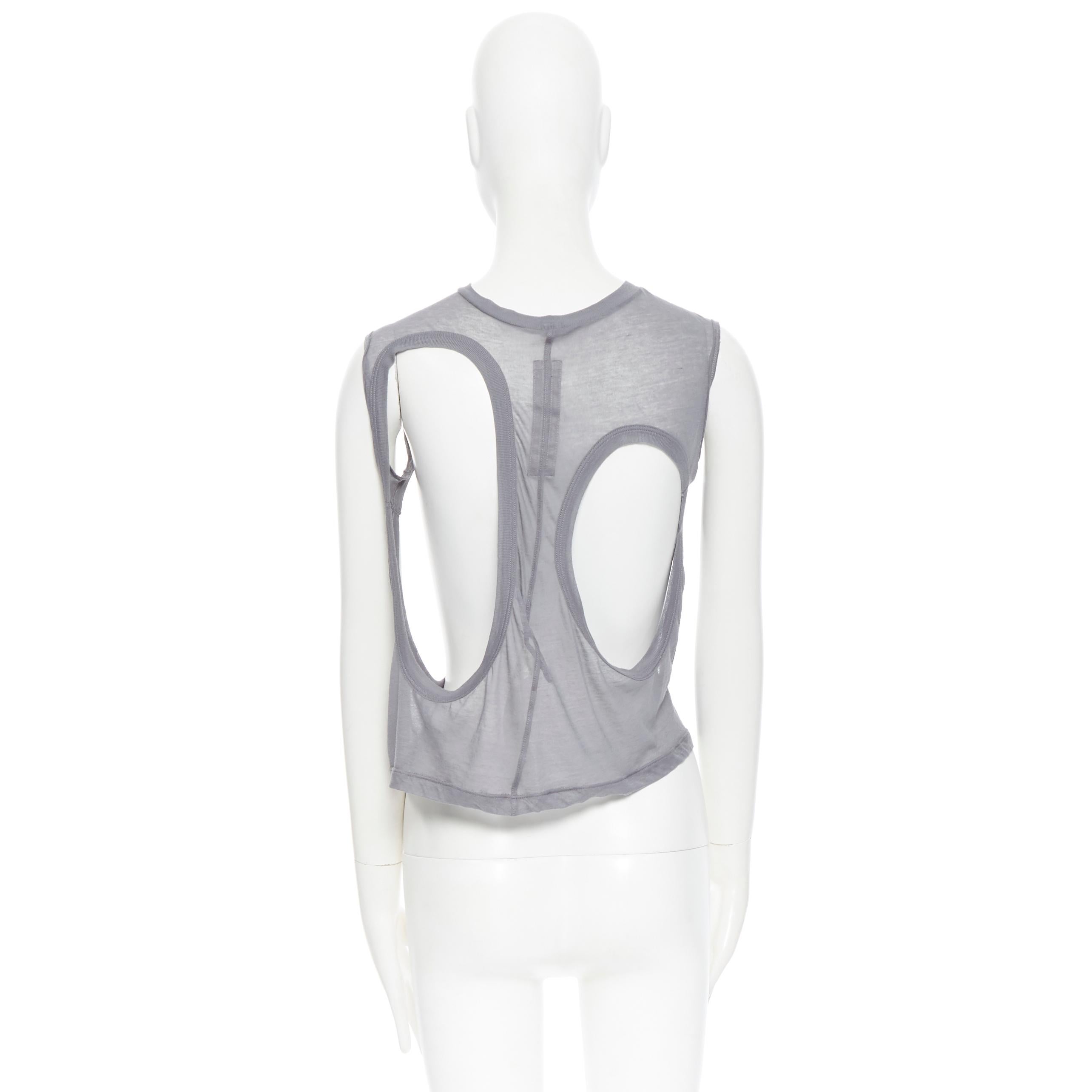 Gray new RICK OWENS SS18 Dirt Membrane grey cotton holey cut out tank top IT38 XS