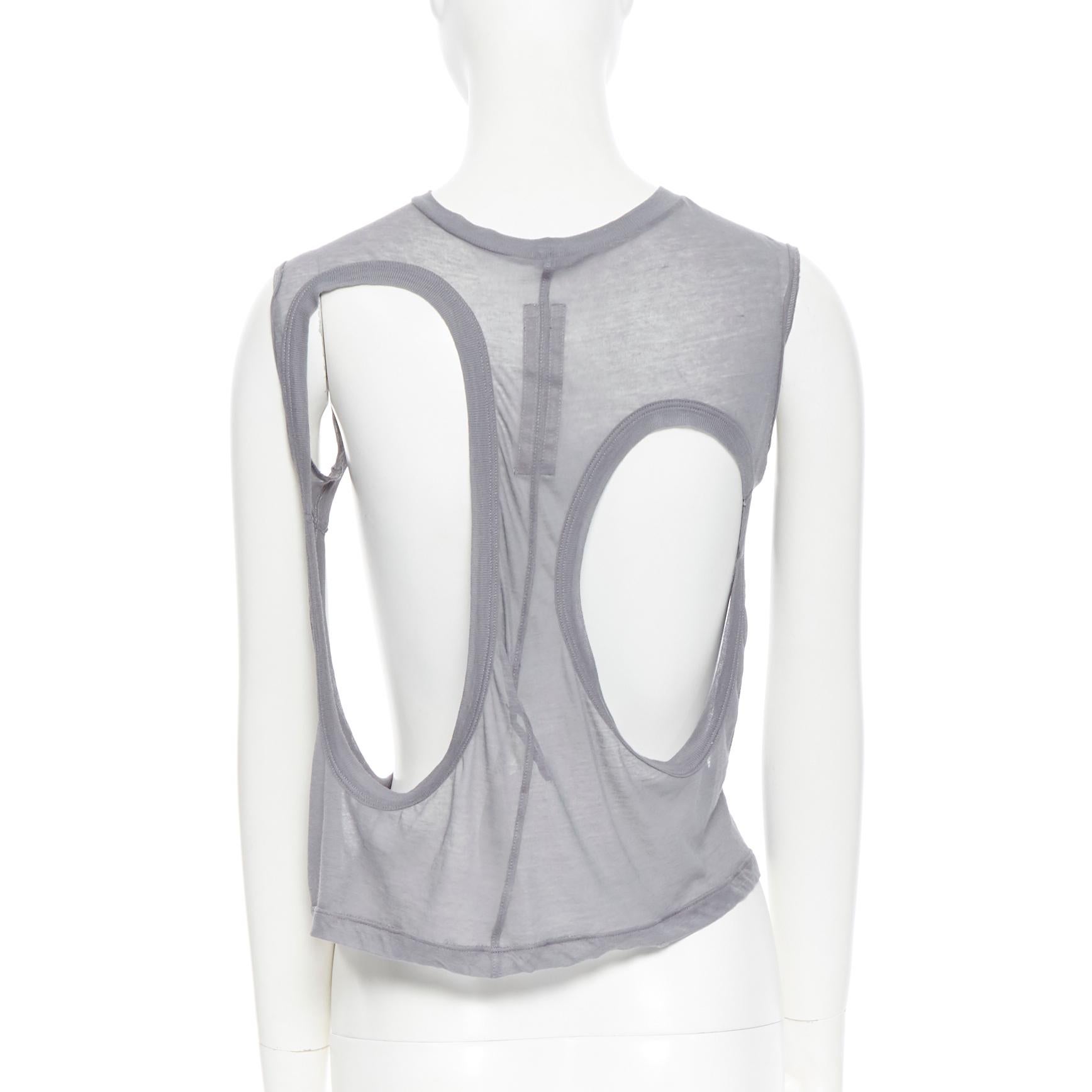 new RICK OWENS SS18 Dirt Membrane grey cotton holey cut out tank top IT38 XS In Excellent Condition In Hong Kong, NT