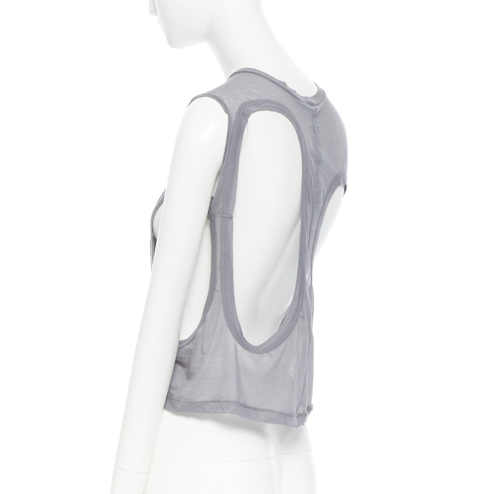 Women's new RICK OWENS SS18 Dirt Membrane grey cotton holey cut out tank top IT38 XS