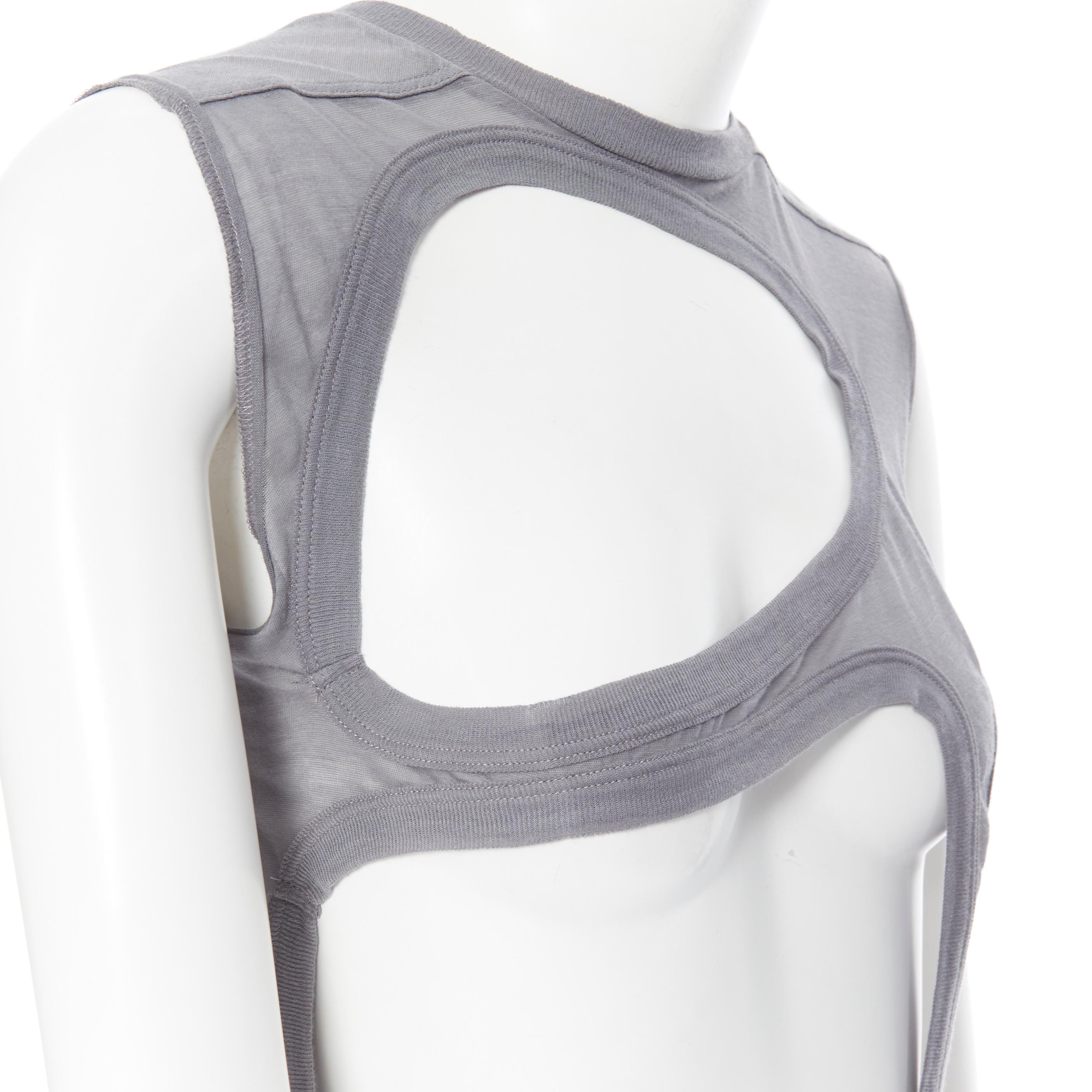 new RICK OWENS SS18 Dirt Membrane grey cotton holey cut out tank top IT38 XS 1