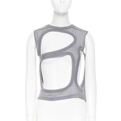 new RICK OWENS SS18 Dirt Membrane grey cotton holey cut out tank top IT38 XS