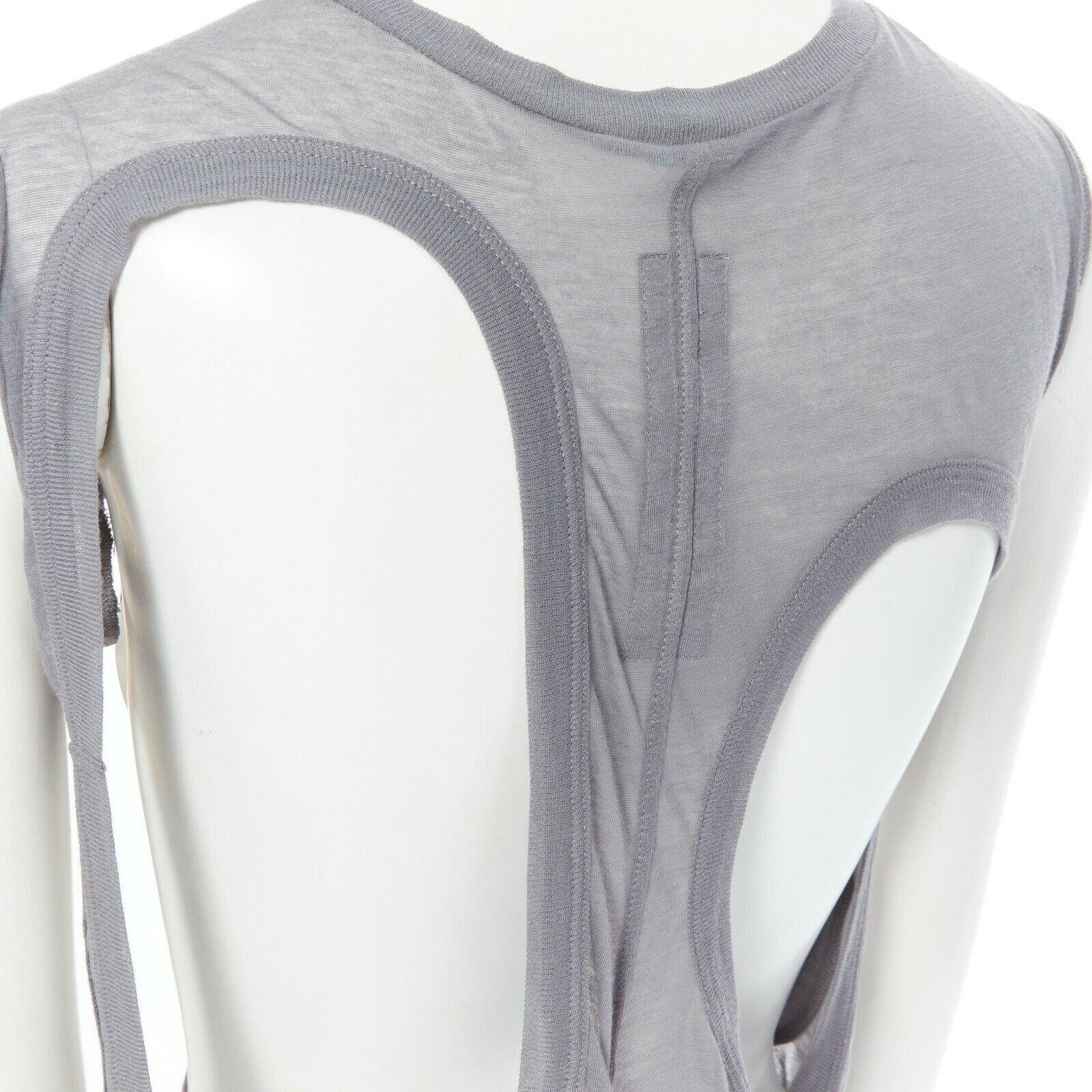 new RICK OWENS SS18 Dirt Membrane grey cotton holey cut out tank top IT42 M 2