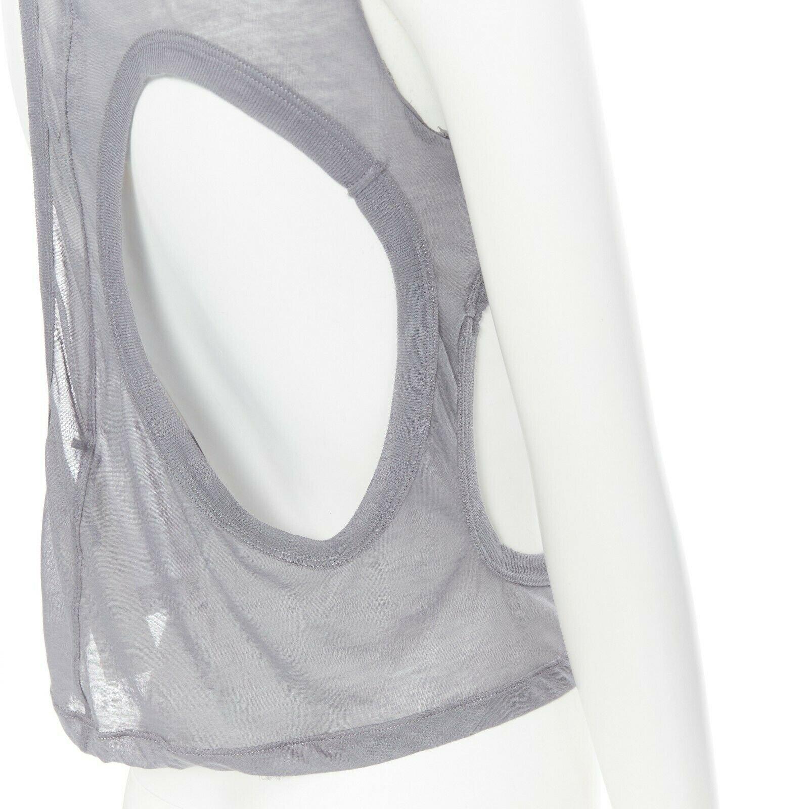 new RICK OWENS SS18 Dirt Membrane grey cotton holey cut out tank top IT42 M 3