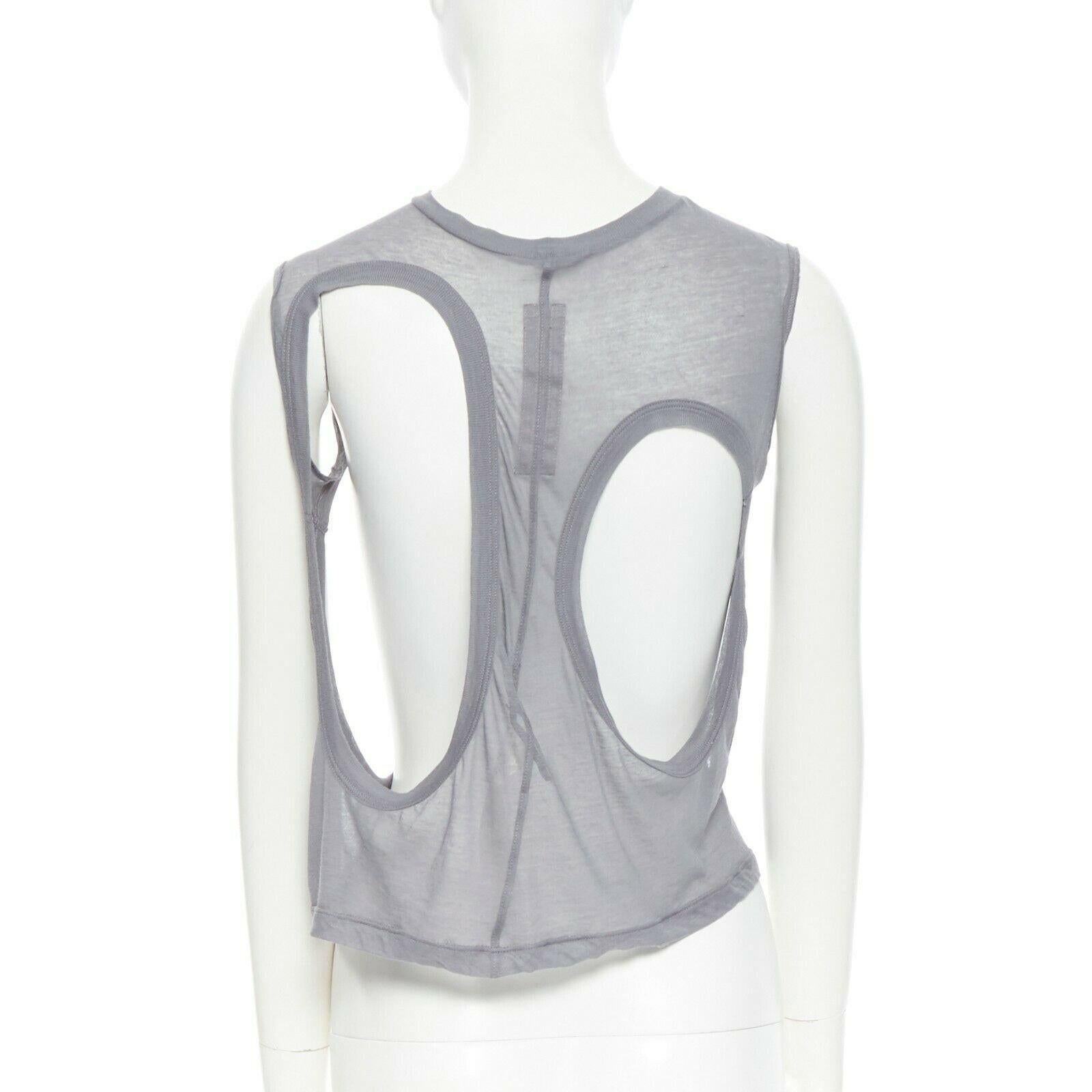 Gray new RICK OWENS SS18 Dirt Membrane grey cotton holey cut out tank top IT42 M